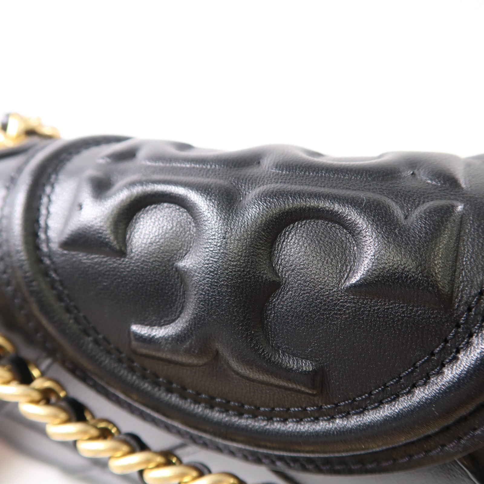 Tory Burch 牛皮皮革Small Fleming Soft Convertible Shoulder金扣鏈帶肩背袋黑色