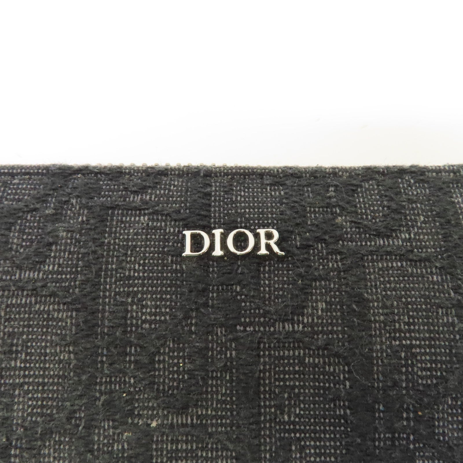 Dior 帆布Zipper Wallet銀扣長錢包黑色