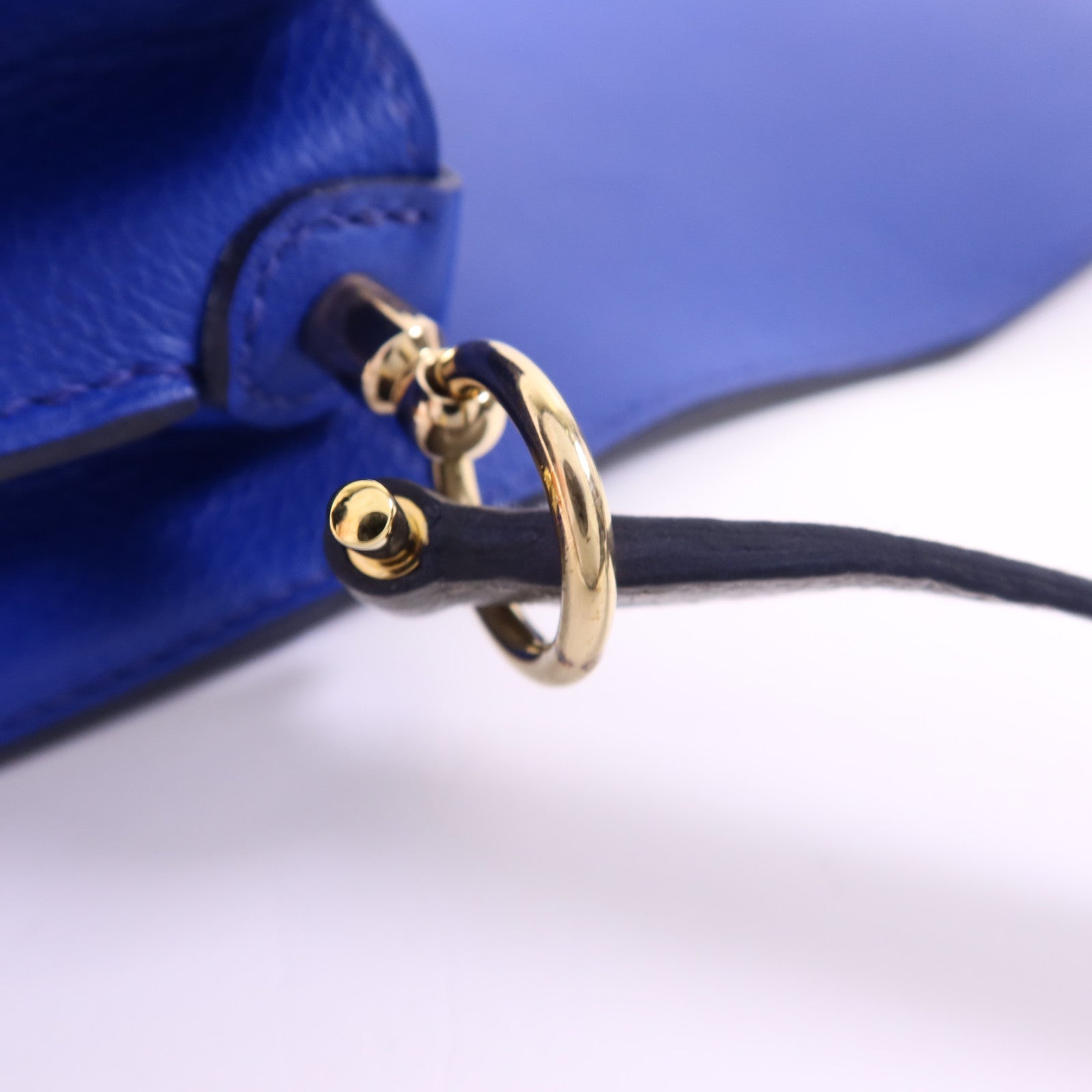 HERMES Evercolor皮革Roulis Mini金扣肩背袋灰色/藍色