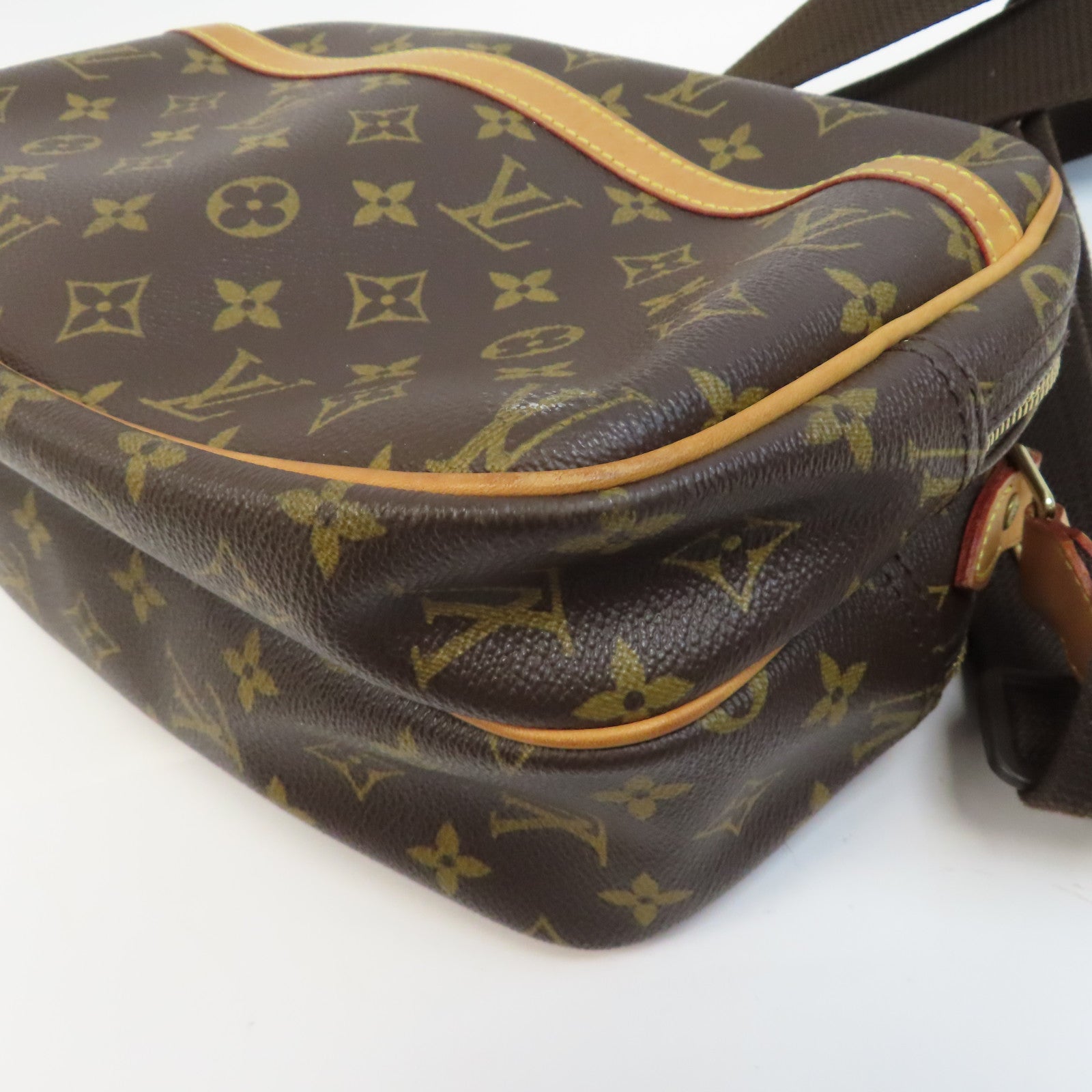 LOUIS VUITTON Monogram Reporter PM金扣肩背袋啡色