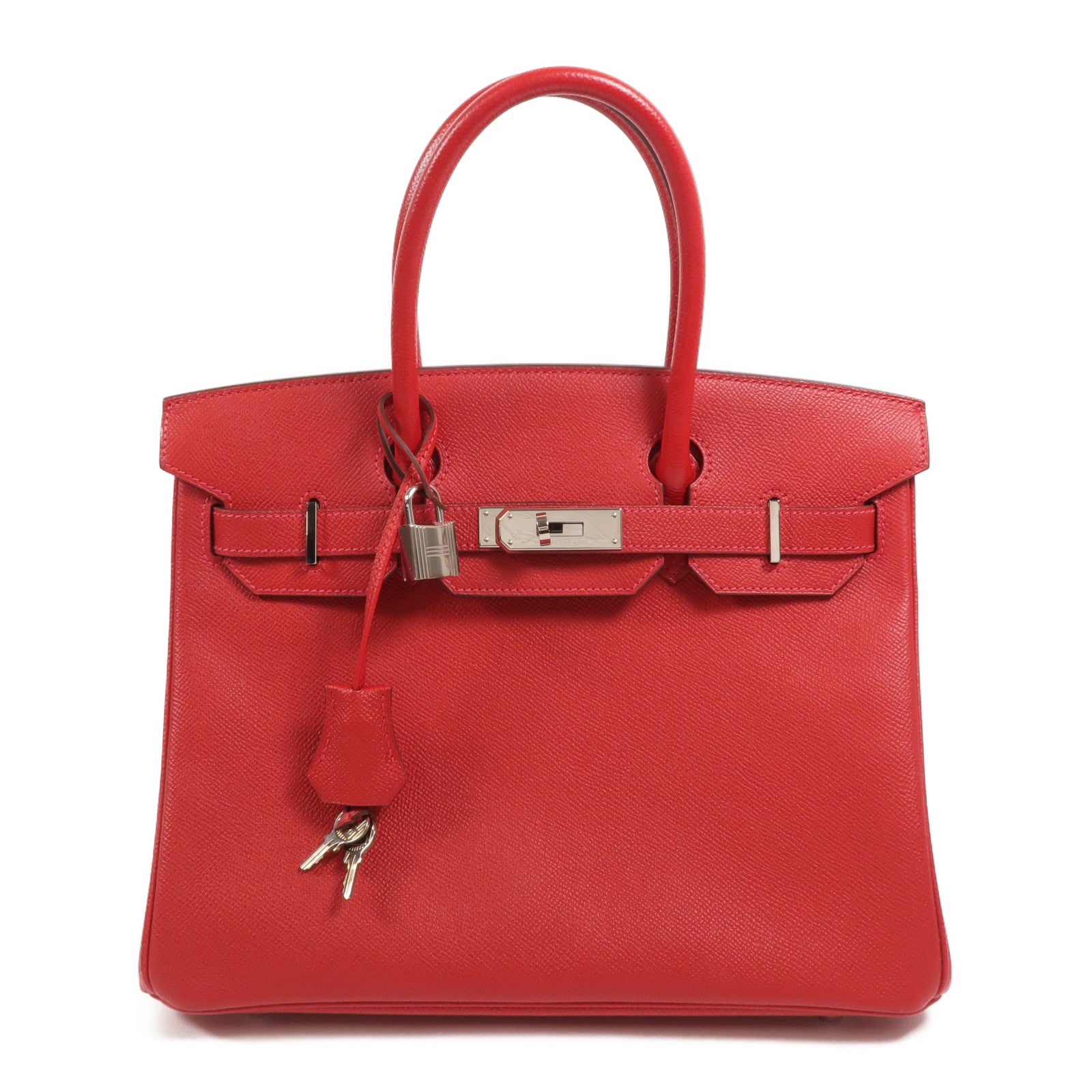 HERMES Epsom皮革Birkin 30手挽袋Rouge Casaque