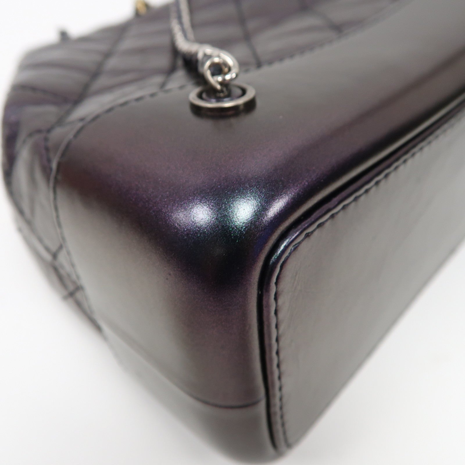 CHANEL 菱格羊皮皮革Gabrielle Backpack銀扣鏈帶背包黑色