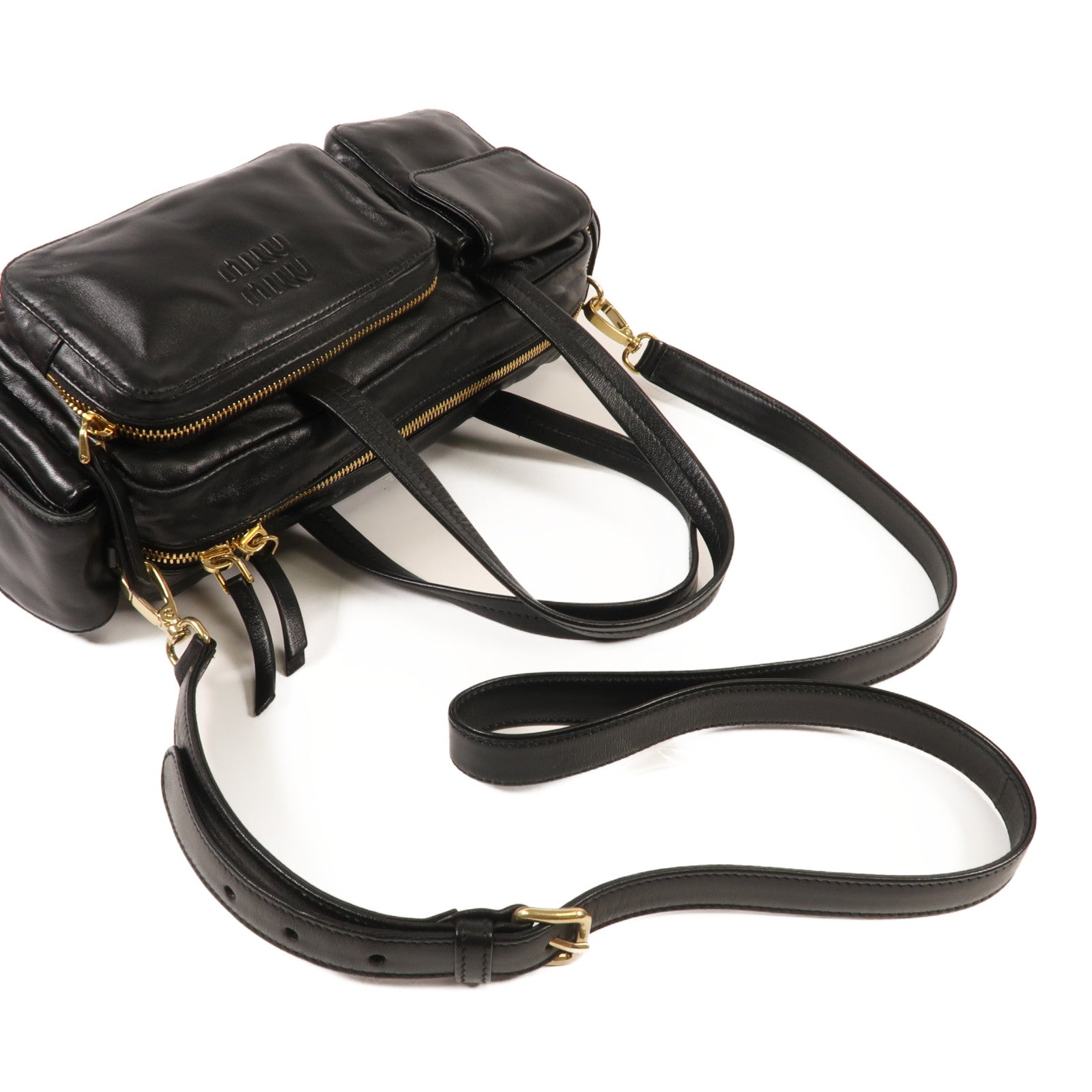 Miu Miu 羊皮皮革Pocket Handbag金扣手挽肩背兩用袋