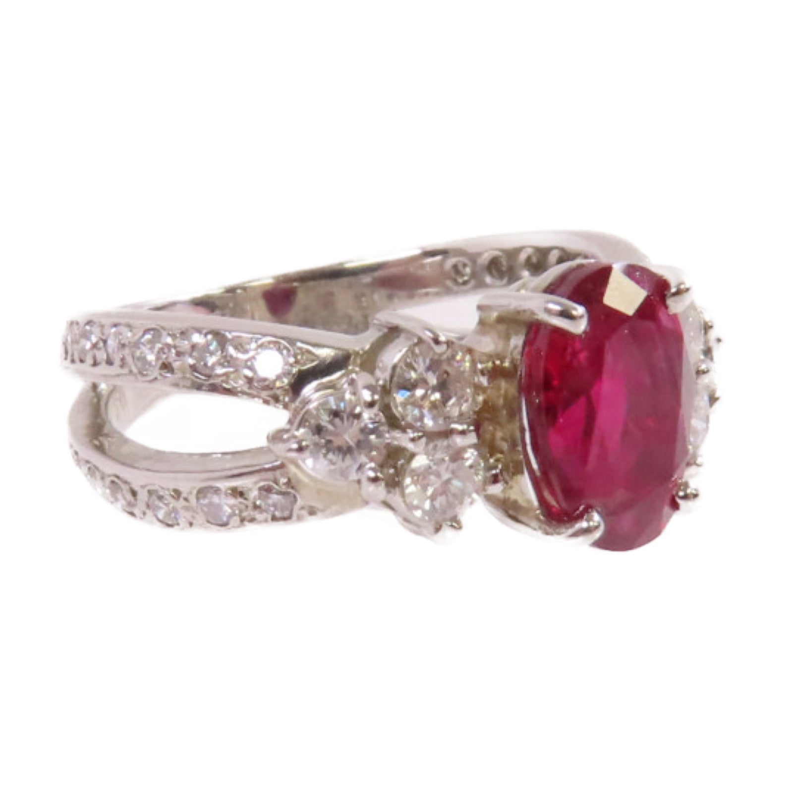 JEWELRY 【激減優惠】PT900鉑金/1.961ct紅寶石/0.70ct鑽石Ruby Diamond Ring戒指US#6.25