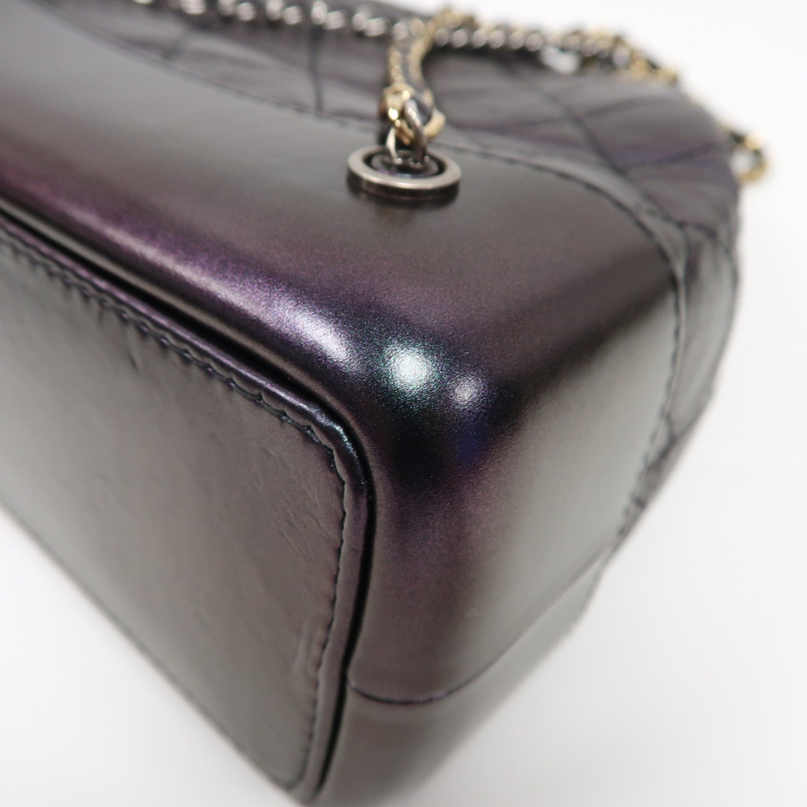 CHANEL 菱格羊皮皮革Gabrielle Backpack銀扣鏈帶背包黑色