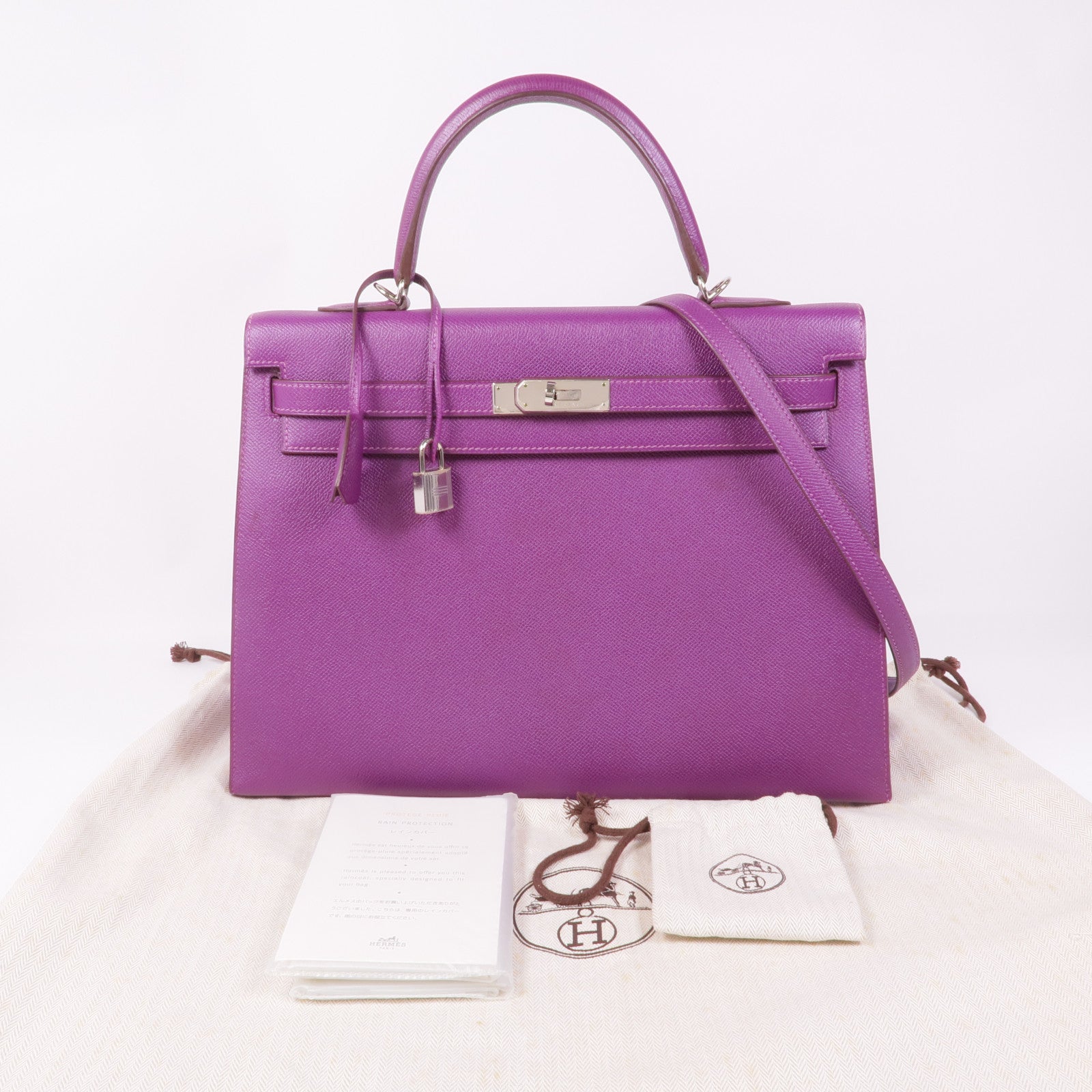 HERMES Epsom皮革Kelly 35銀扣手挽肩背兩用袋P9 Anemone