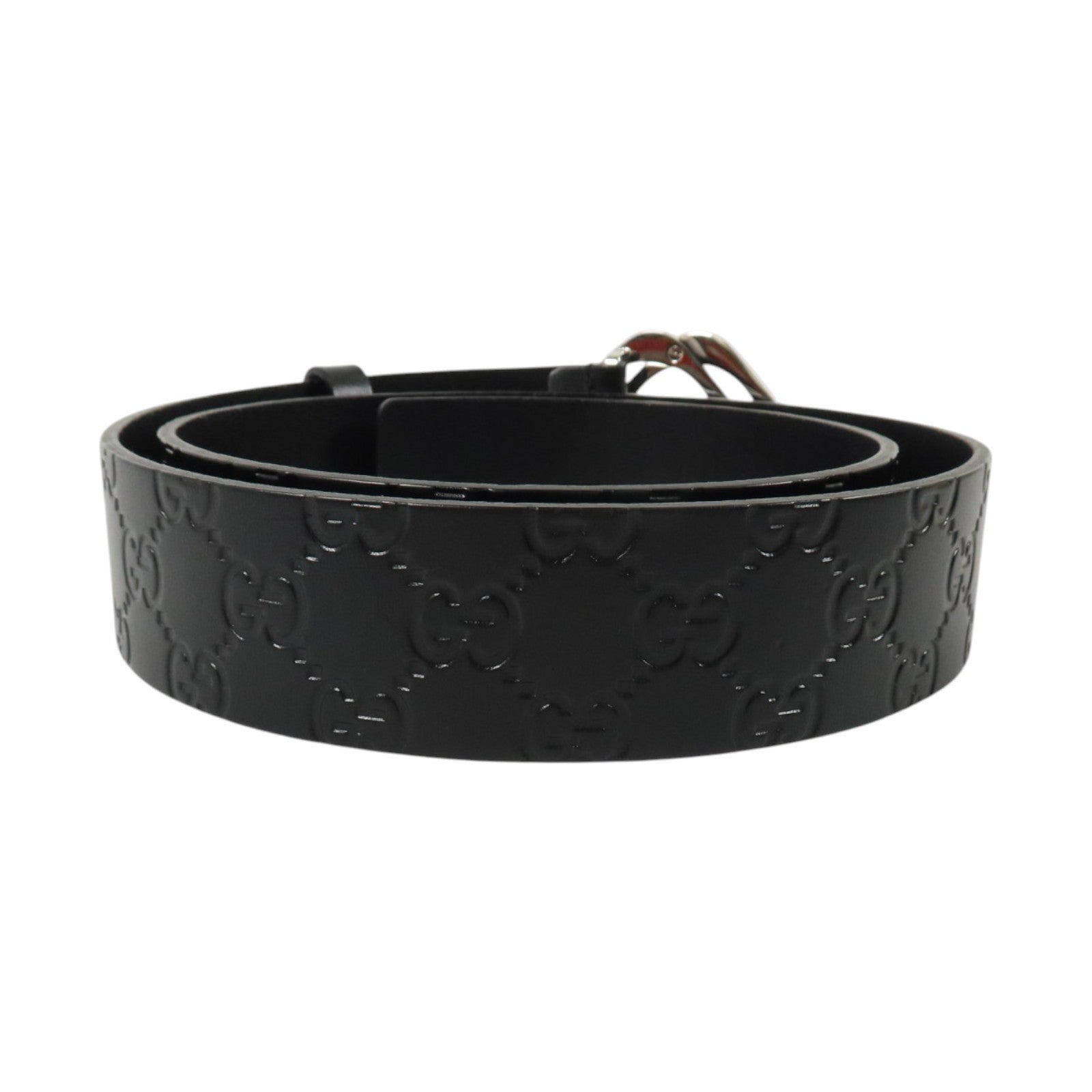 GUCCI 牛皮皮革Interlocking G Belt 90cm銀扣皮帶