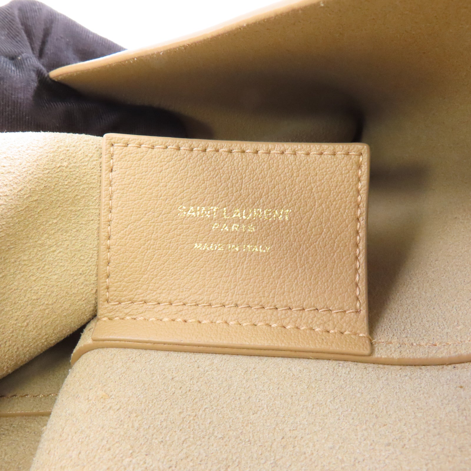 YVES SAINT LAURENT 牛皮皮革Shoulder Tote金扣手挽袋米色
