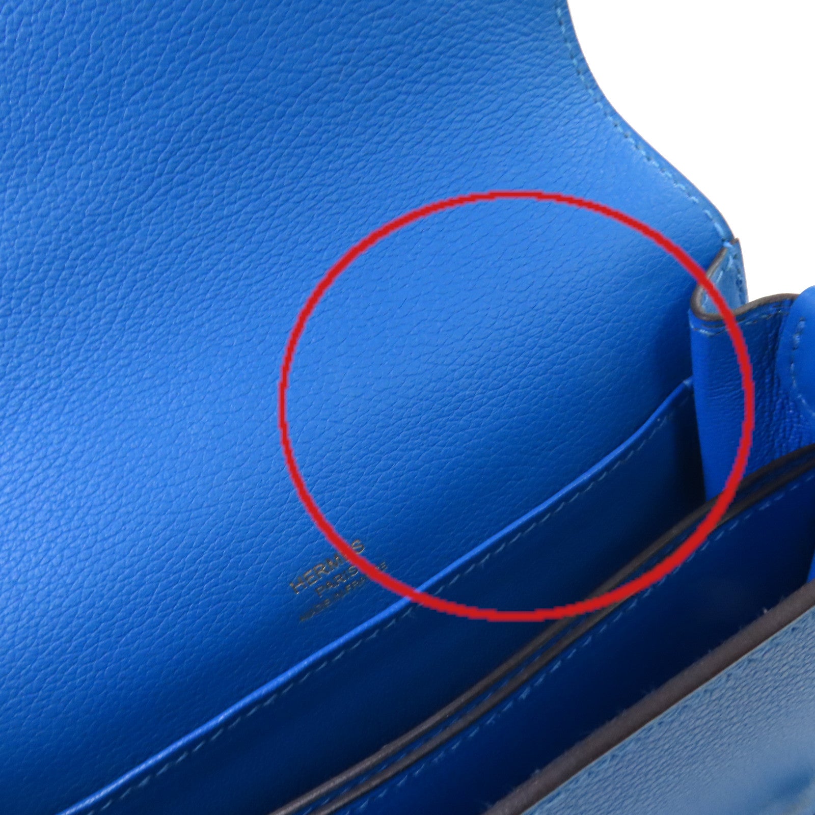 HERMES Evercolour皮革Mini Roulis Shoulder Bag金扣肩背袋T7 Bleu Saphir/寶石藍色