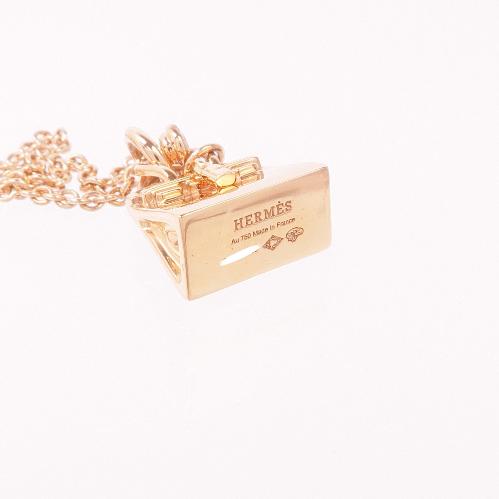 HERMES 18K玫瑰金Amulettes Birkin Diamond Pendant鑽石項鍊