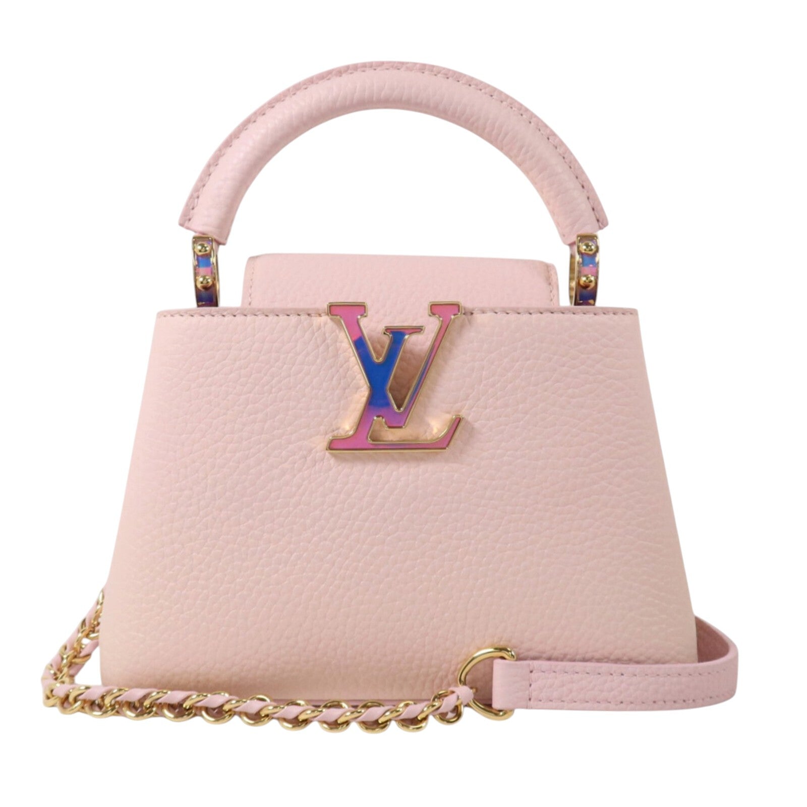 LOUIS VUITTON Taurillon Capucines Mini金扣手挽肩背兩用袋