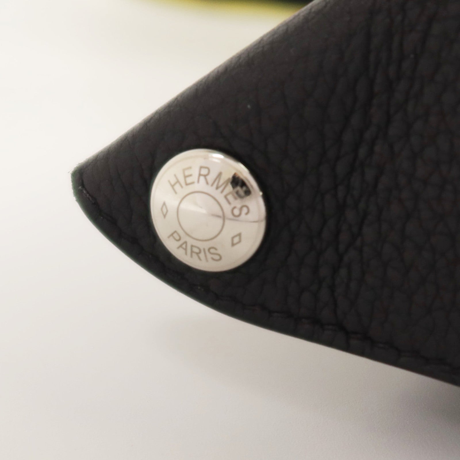 HERMES Togo皮革Vide Poches銀扣肩背袋Noir