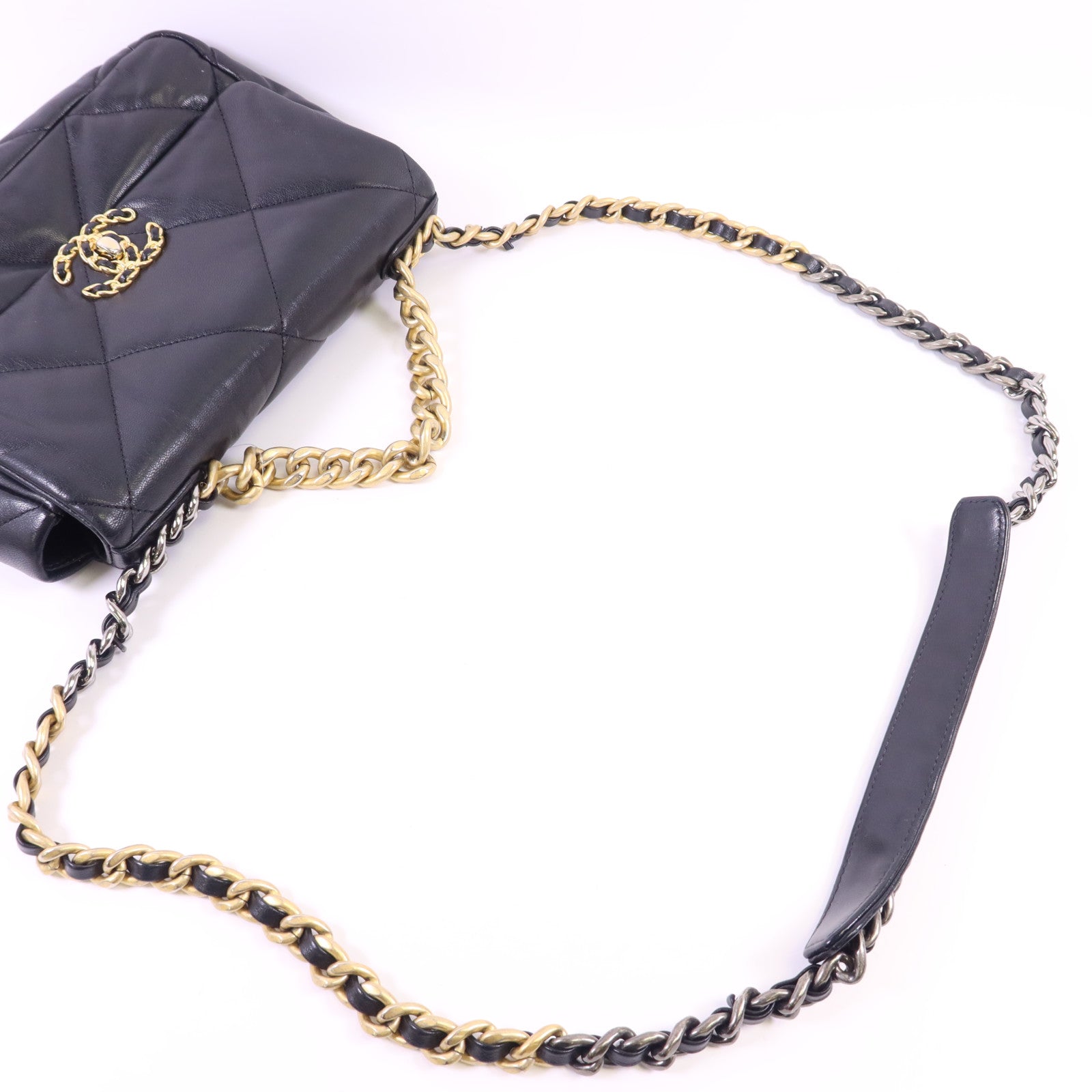 CHANEL 【激減優惠】羊皮皮革Classic 19 Small鏈帶肩背袋