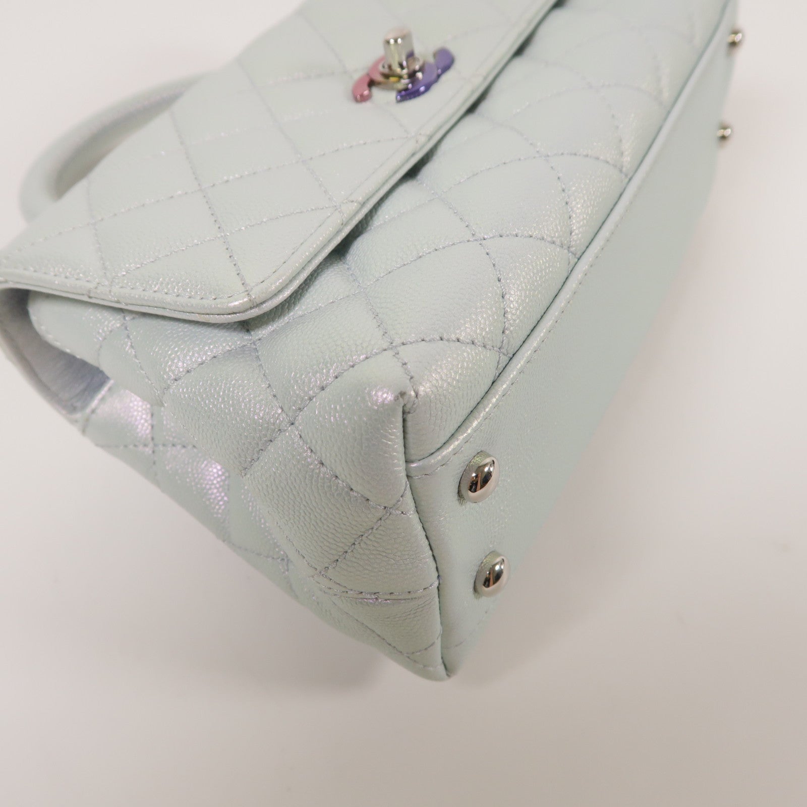 CHANEL 【激減優惠】牛皮皮革Co Co Handle銀扣鏈帶手挽肩背兩用袋