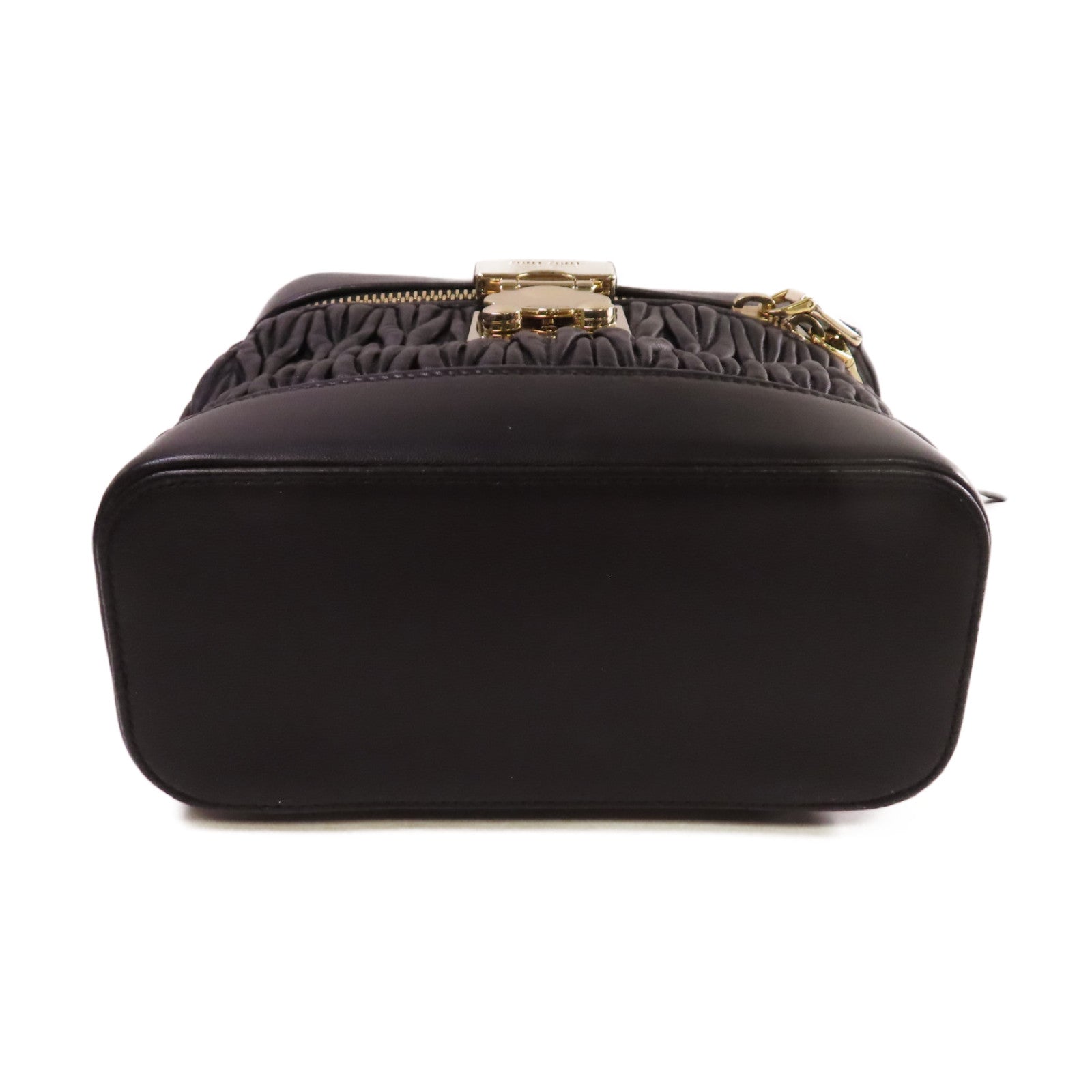 Miu Miu 羊皮皮革2Way Shoulder Bag/Vanity Case金扣手挽肩背兩用袋黑色