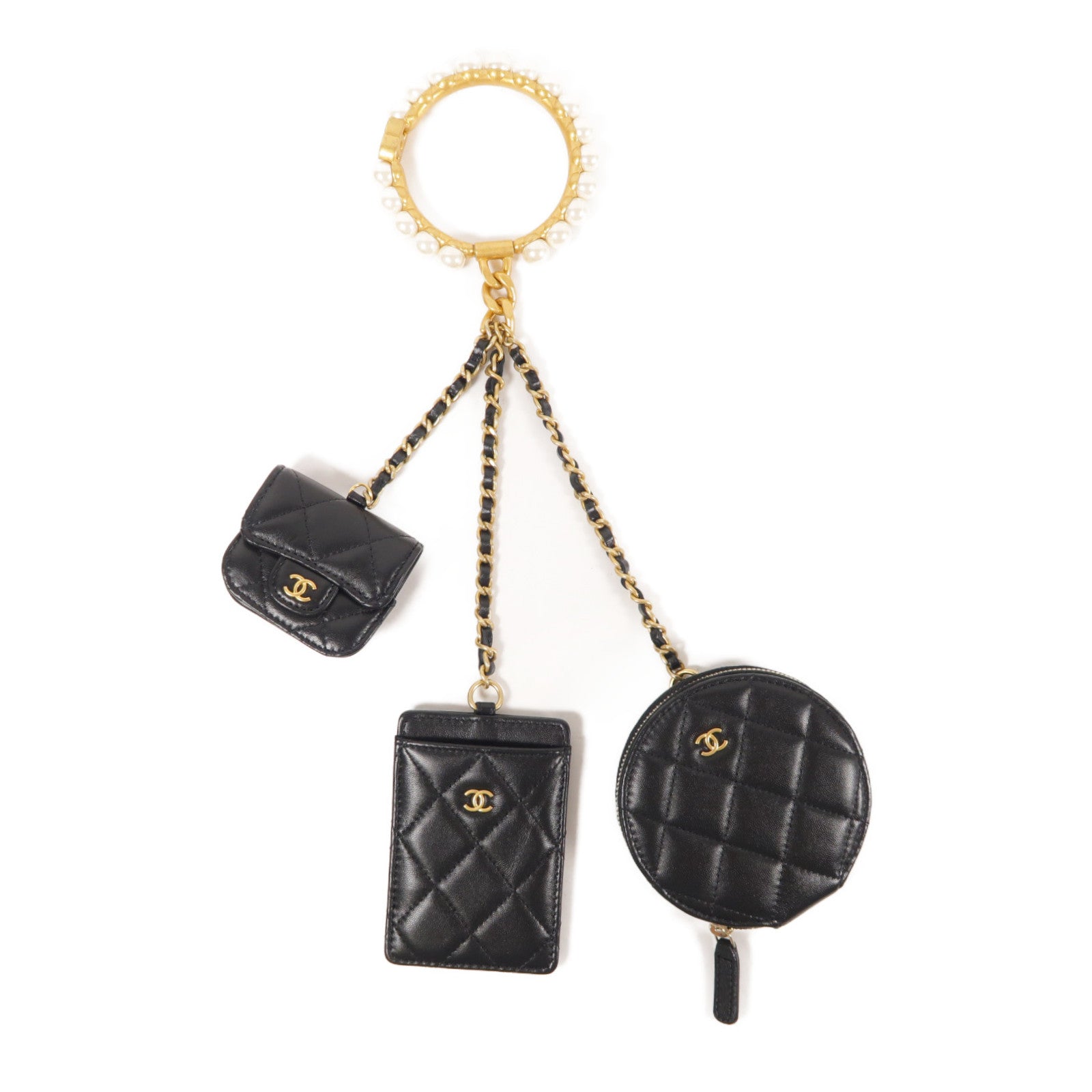 CHANEL 牛皮皮革Hand Bag金扣鏈帶手挽袋