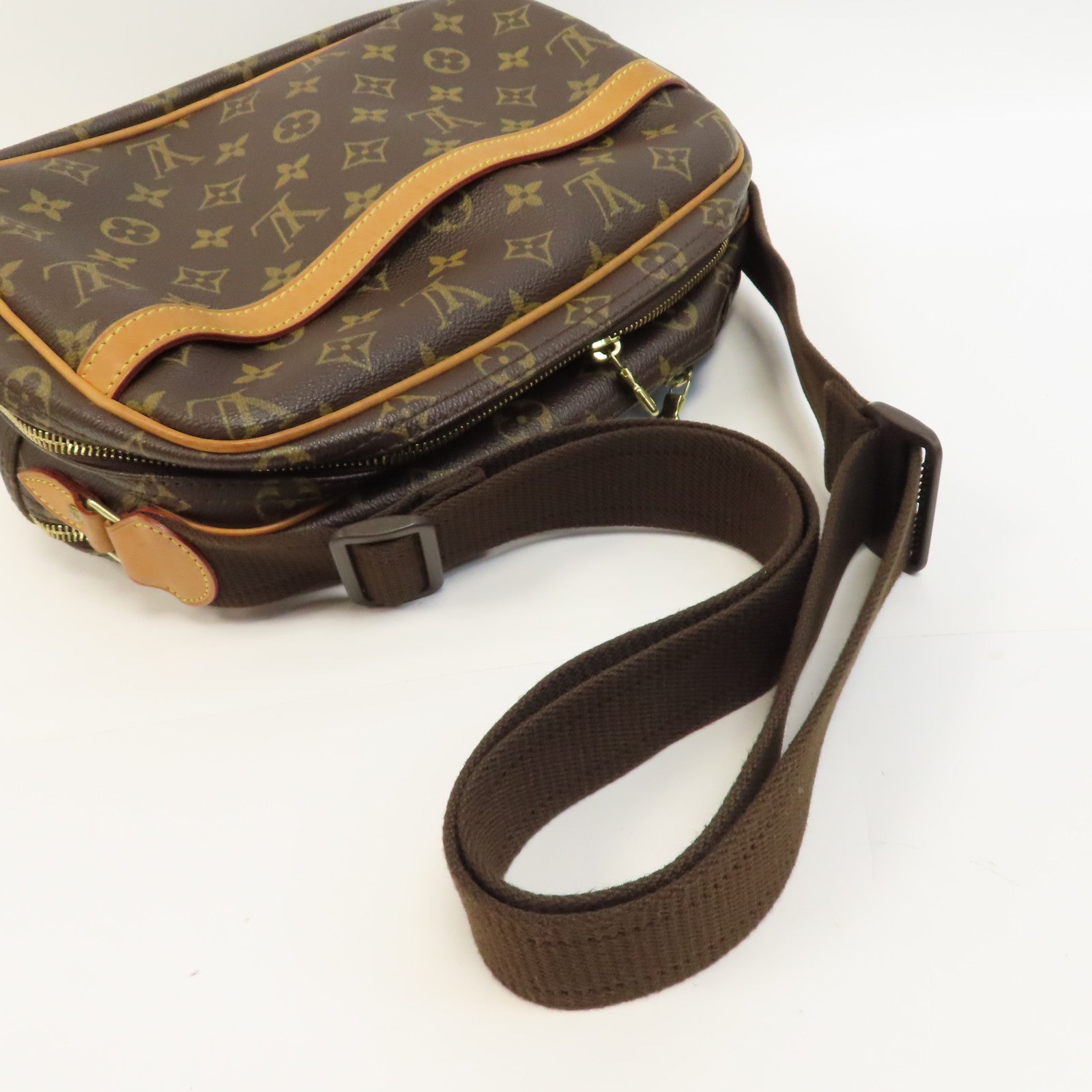 LOUIS VUITTON Monogram Reporter PM金扣肩背袋啡色