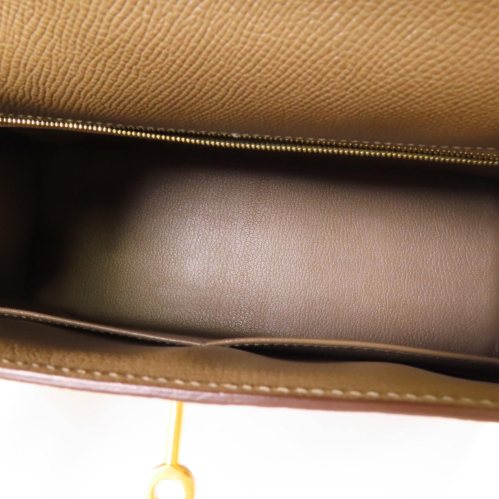 HERMES Epsom皮革Kelly 28金扣手挽肩背兩用袋18 Etoupe/Cream