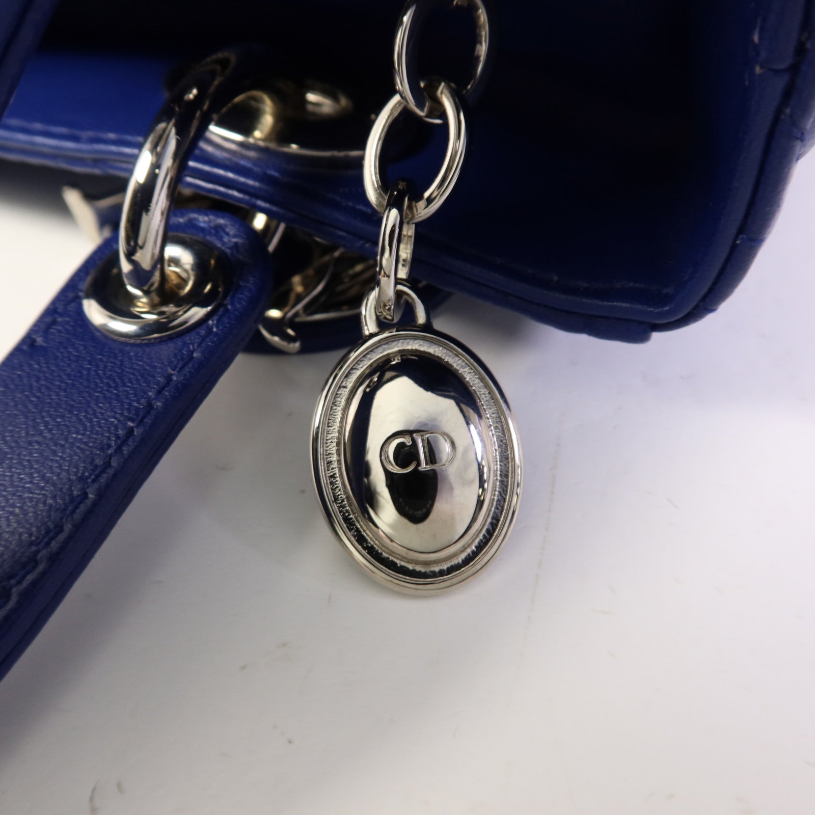 Dior 羊皮皮革Lady Dior銀扣手挽肩背兩用袋