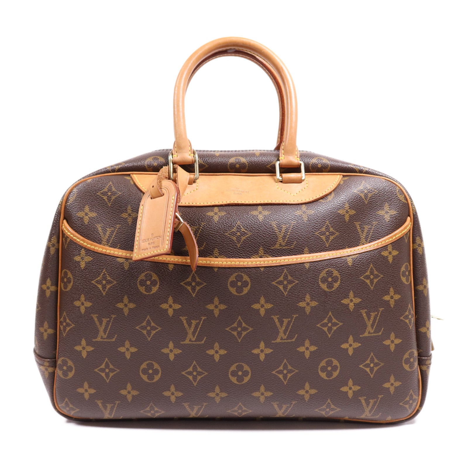 LOUIS VUITTON Monogram Deauville金扣手挽袋棕色