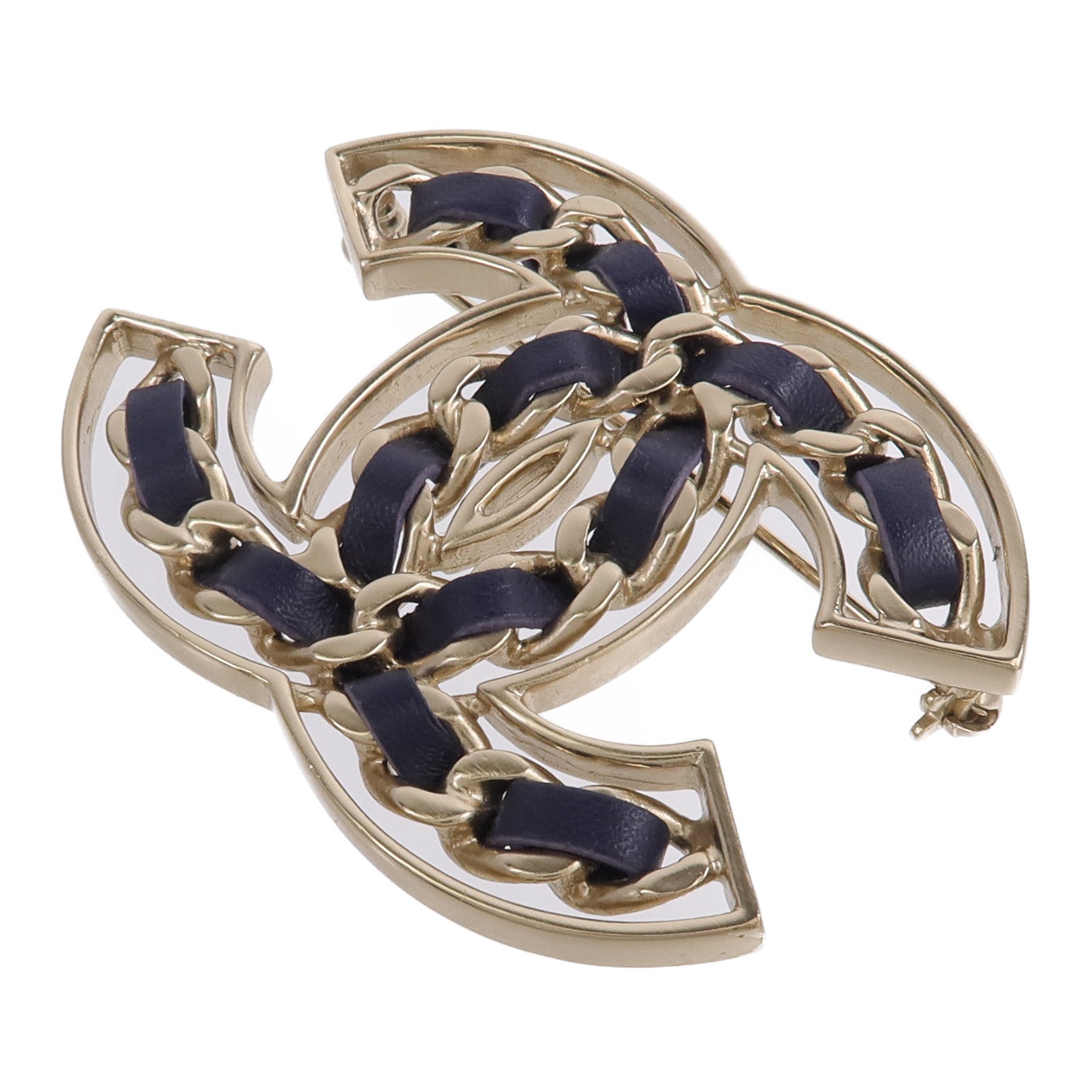 CHANEL 牛皮皮革/金屬Brooch胸針