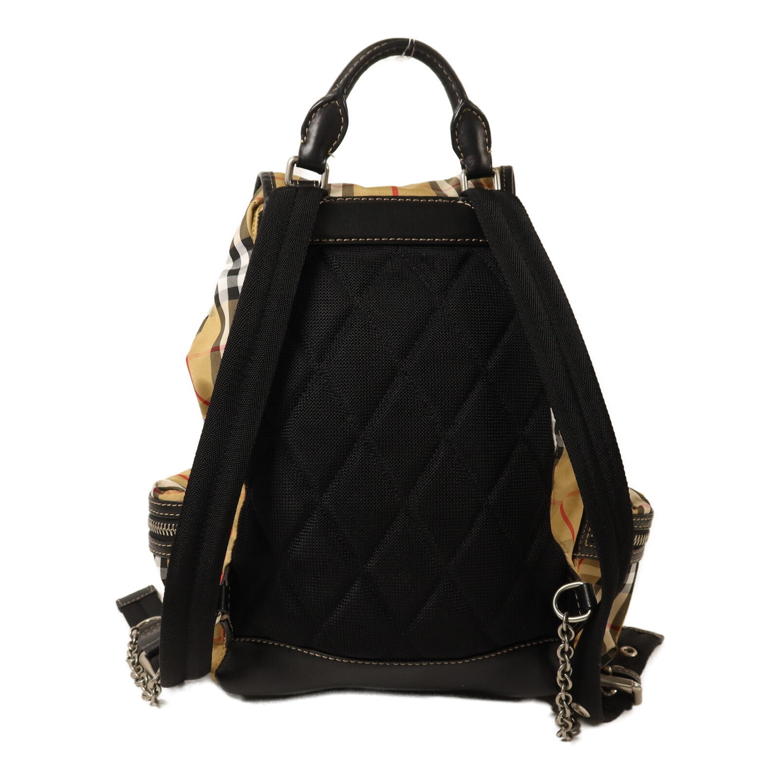 BURBERRY 棉質/尼龍Rucksack銀扣鏈帶背包