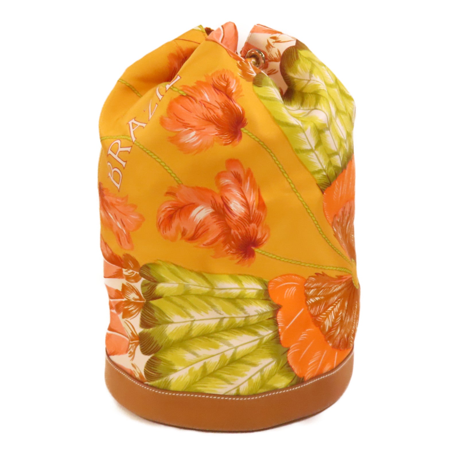 HERMES 絲質Soie Cool 22銀扣肩背袋Orange