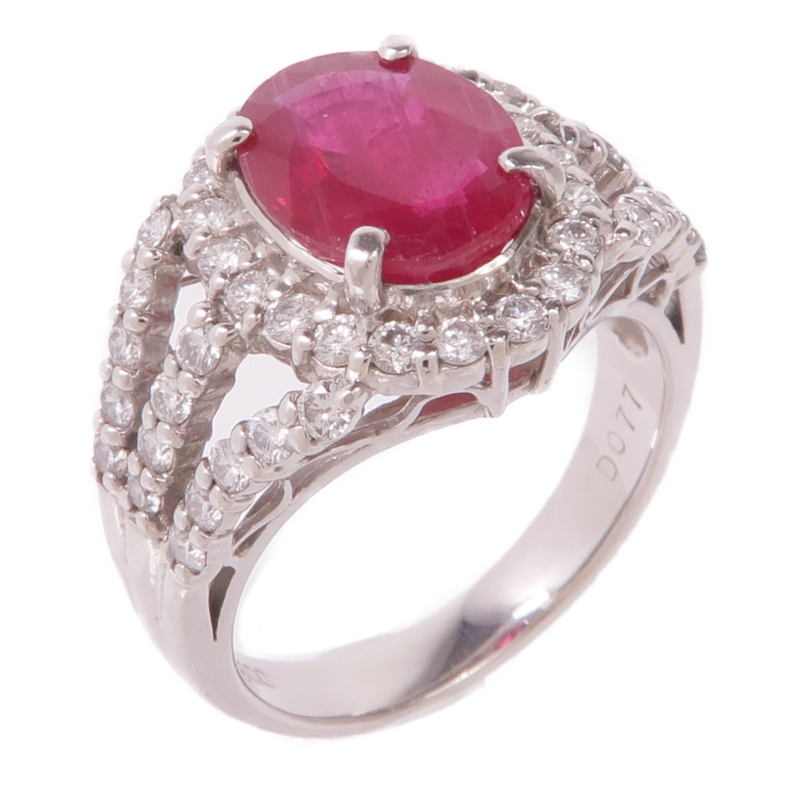 JEWELRY 【激減優惠】PT900鉑金Ruby Diamond Ring紅寶石/鑽石戒指US#6