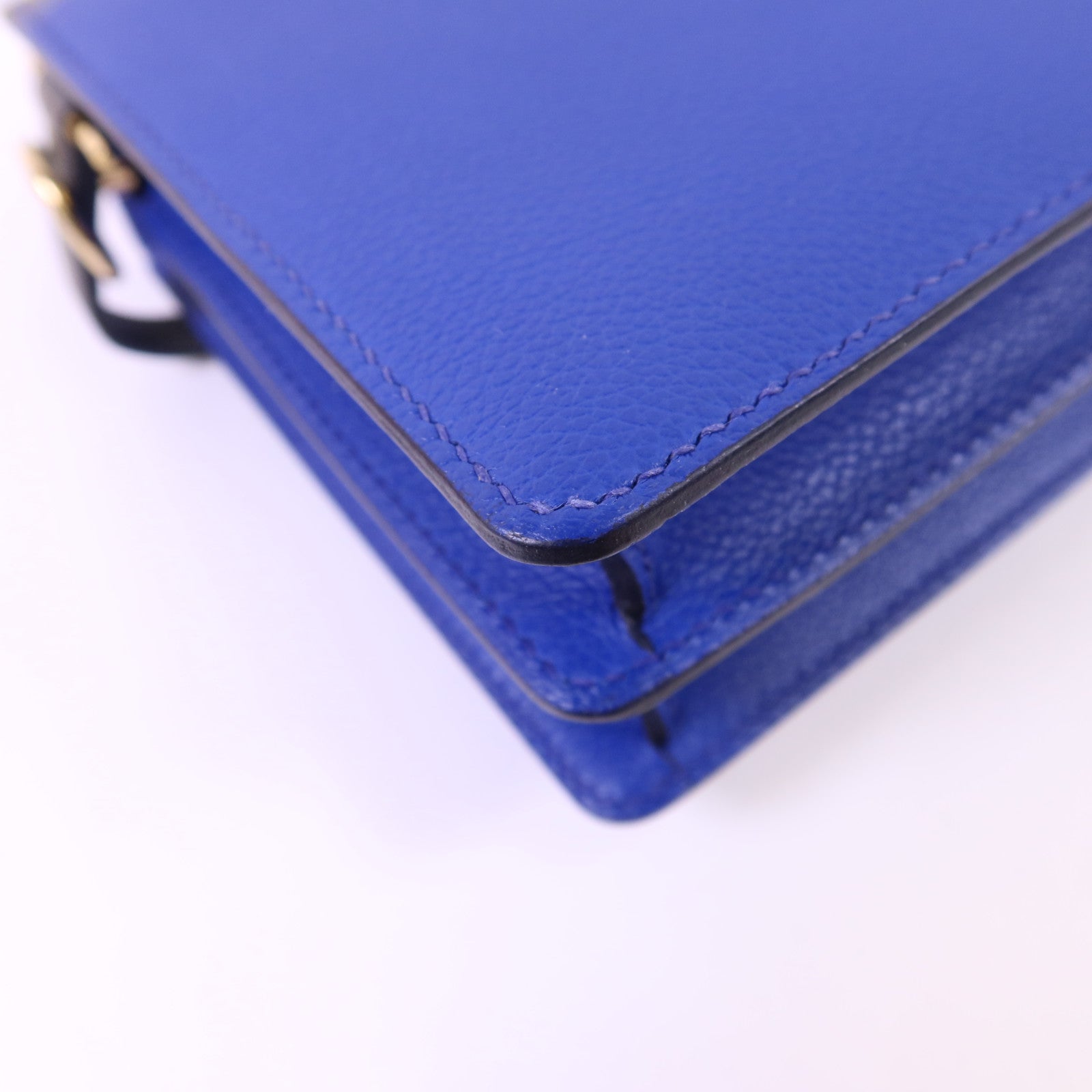 HERMES Evercolor皮革Roulis Mini金扣肩背袋灰色/藍色