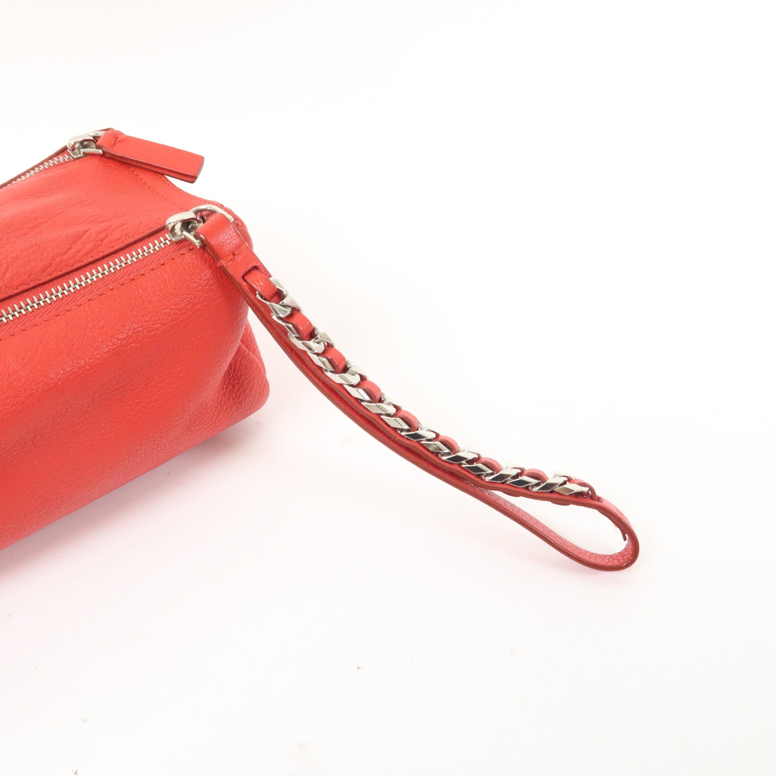 GIVENCHY 山羊皮皮革Pandora Clutch Bag銀扣手拿包紅色