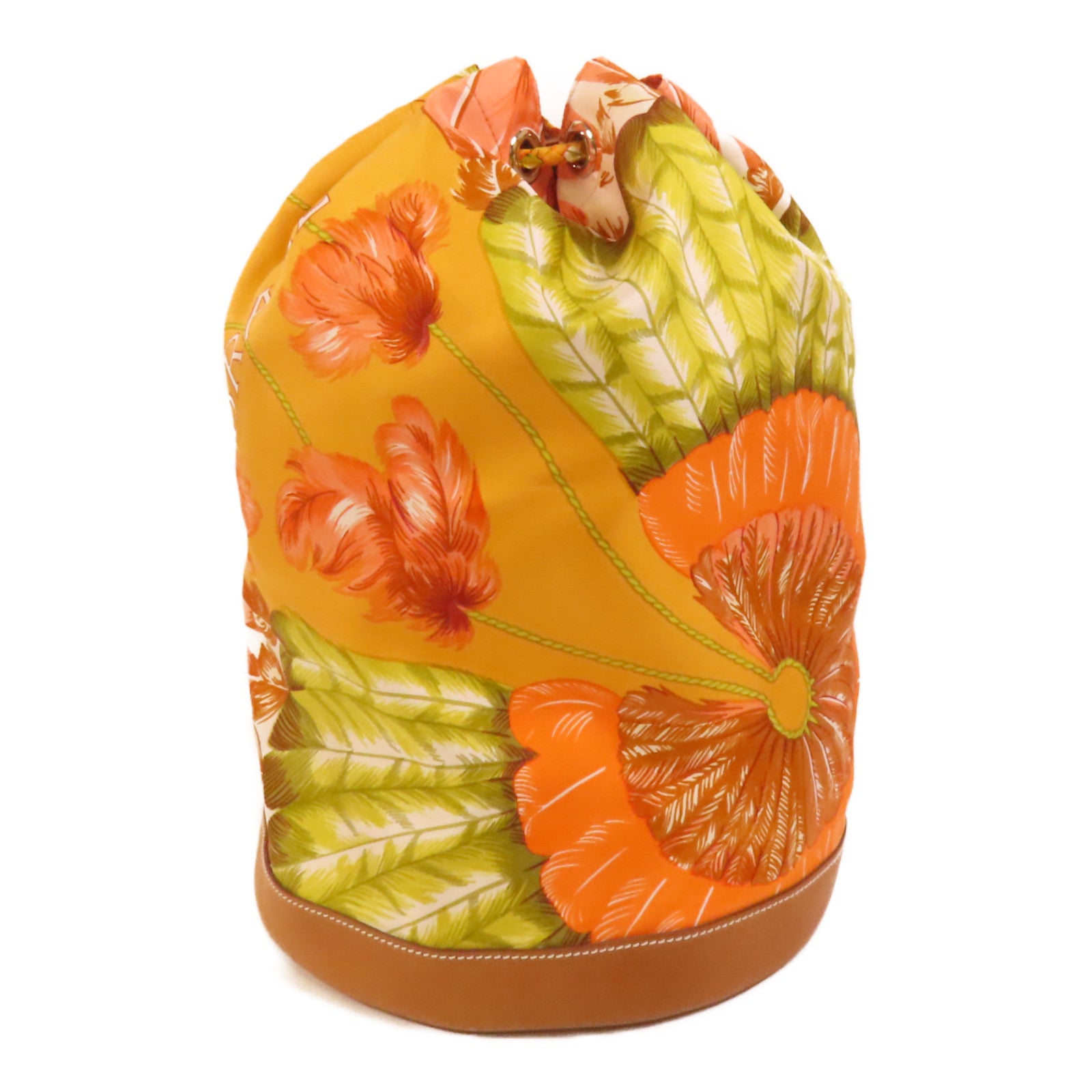 HERMES 絲質Soie Cool 22銀扣肩背袋Orange