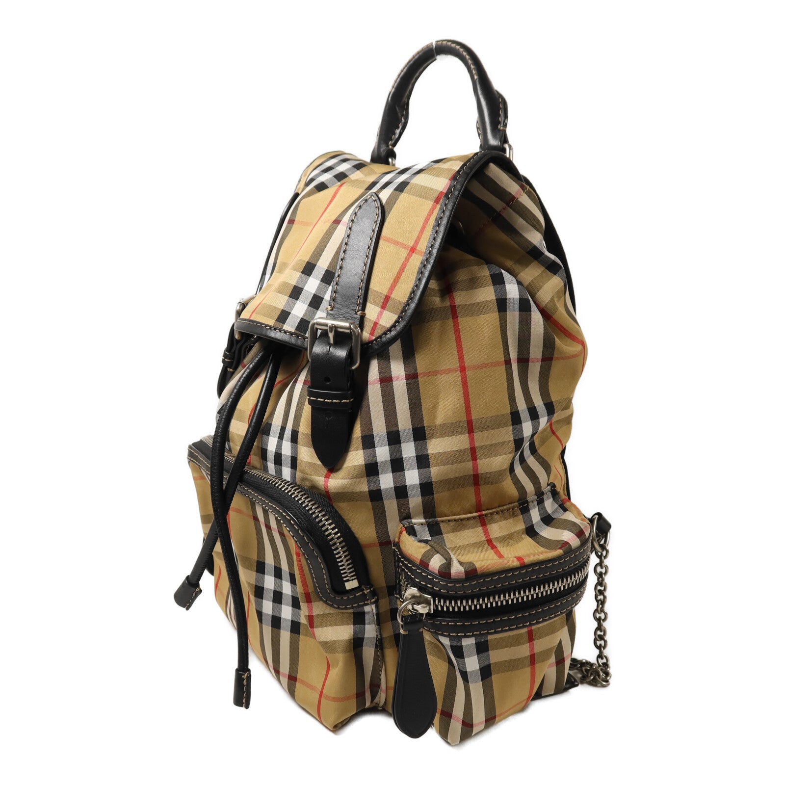 BURBERRY 棉質/尼龍Rucksack銀扣鏈帶背包