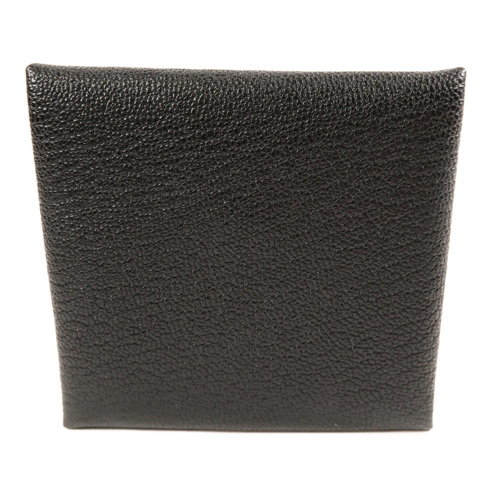 HERMES Chevre皮革Bastia銀扣零錢包Noir/黑色
