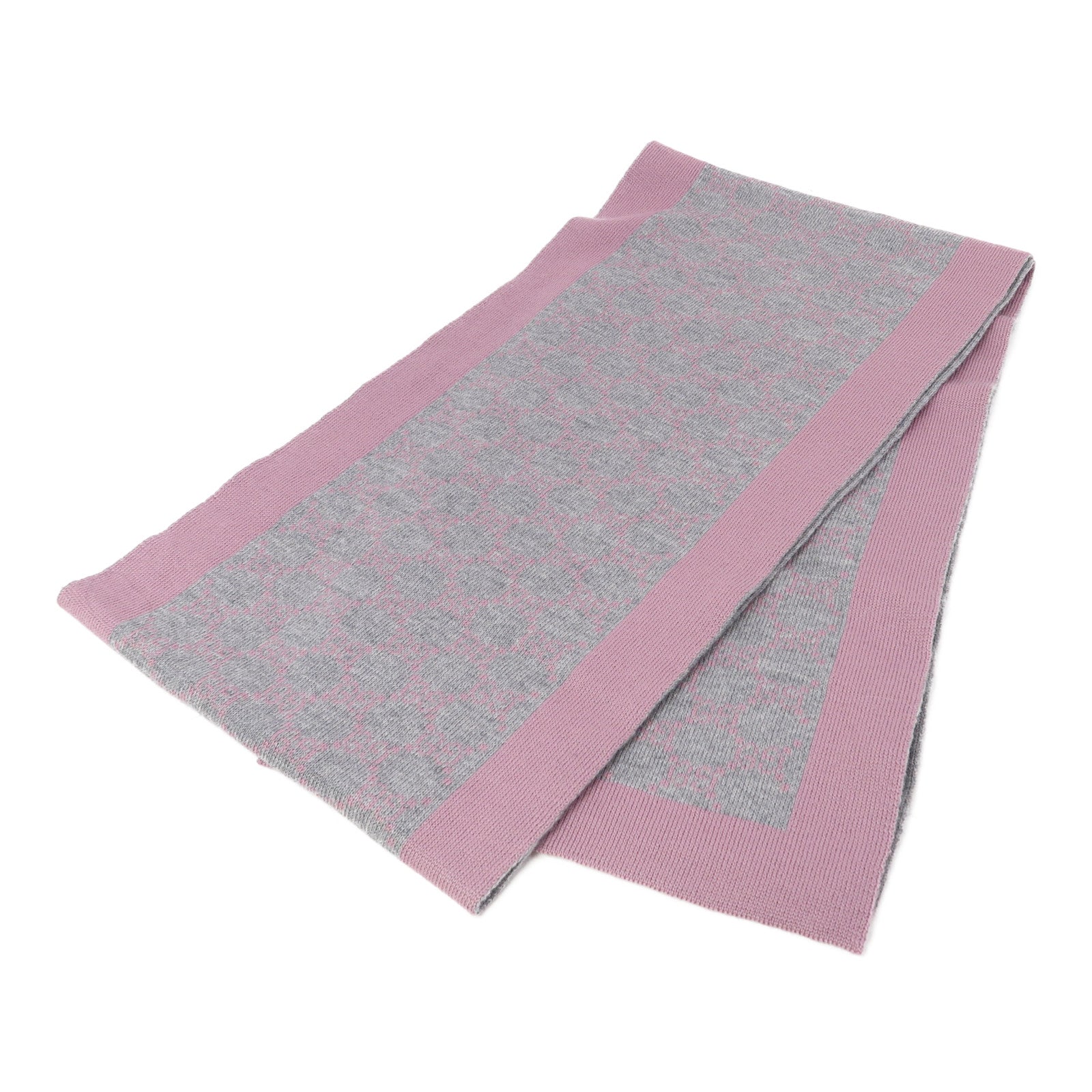 GUCCI 羊毛Scarf 23x180cm圍巾粉紅色/灰色