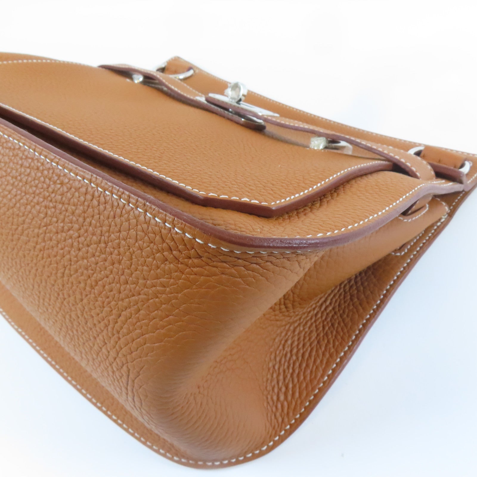 HERMES Clemence皮革Jypsiere 31銀扣肩背袋啡色