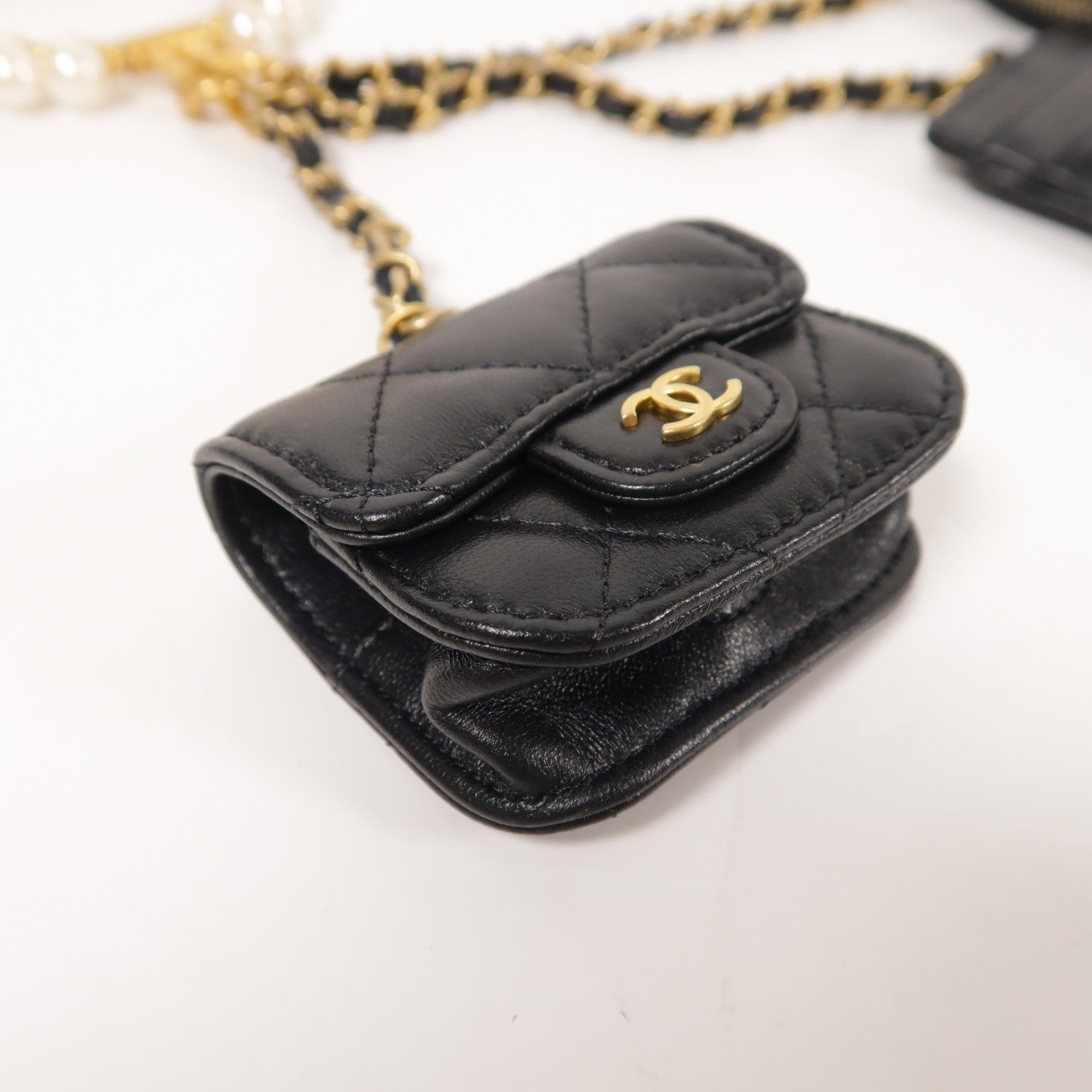 CHANEL 牛皮皮革Hand Bag金扣鏈帶手挽袋