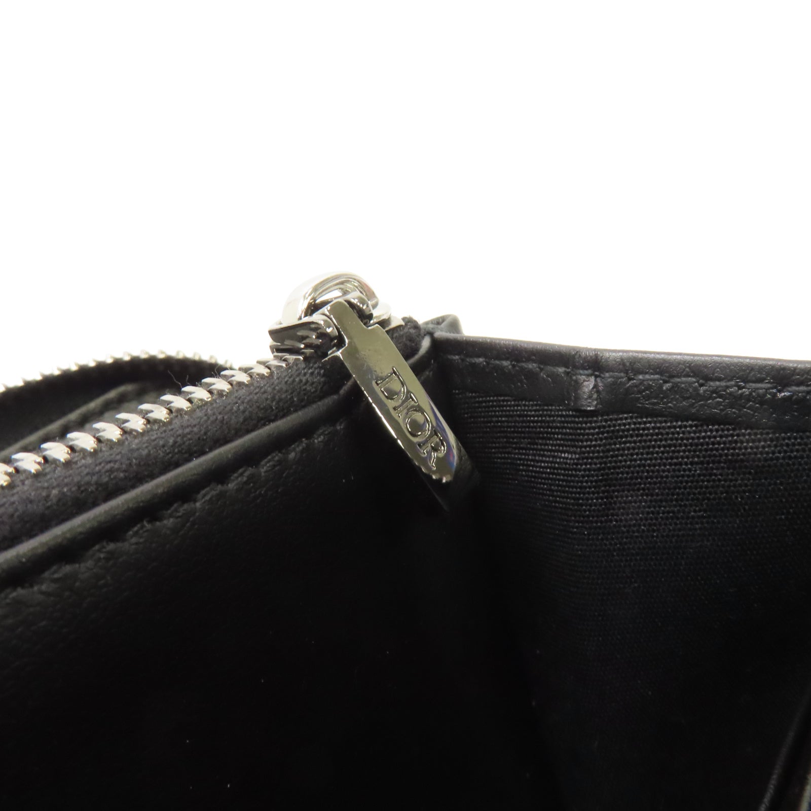 Dior 帆布Zipper Wallet銀扣長錢包黑色