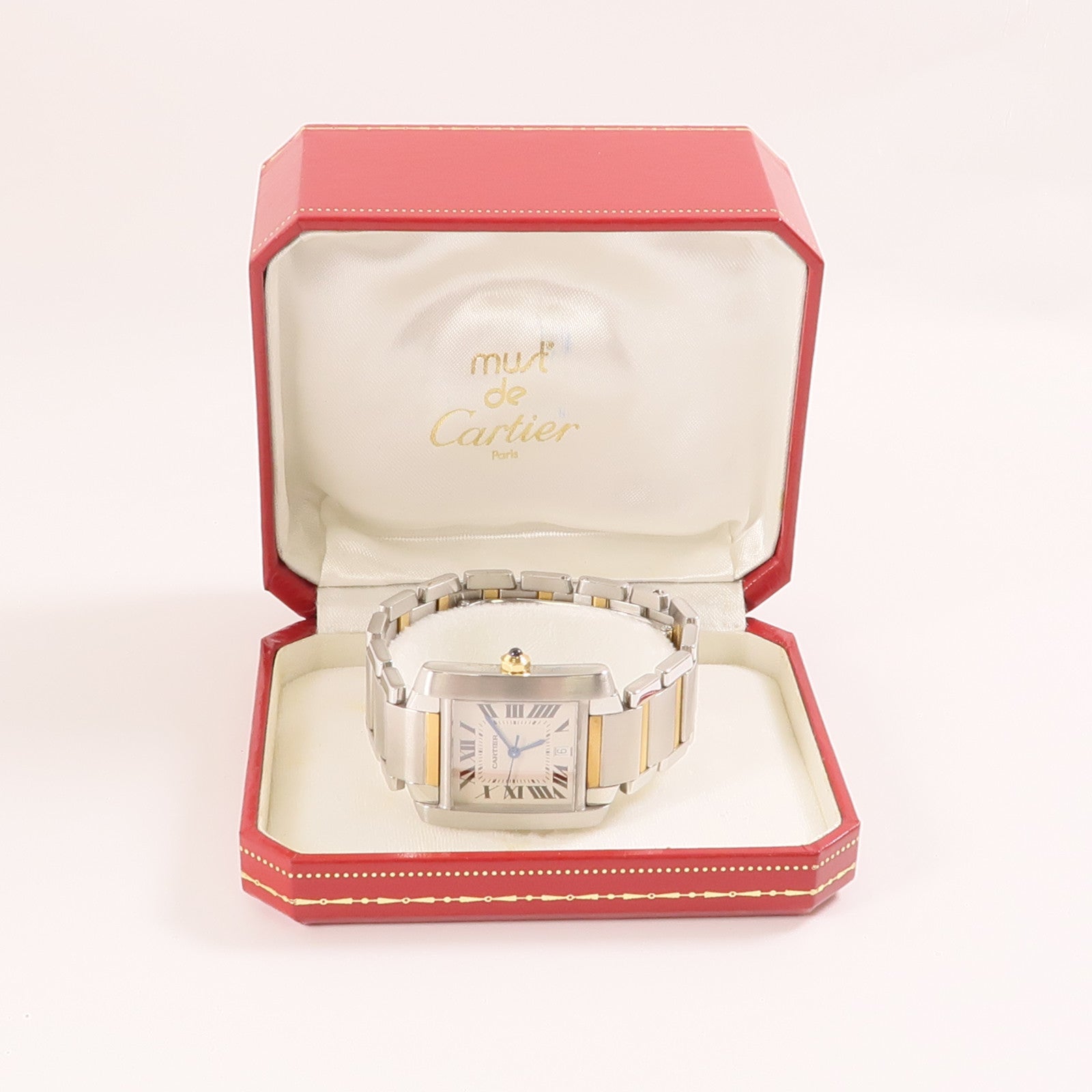 CARTIER Tank Francaise LM 18K黃金/不鏽鋼手錶自動機芯米色