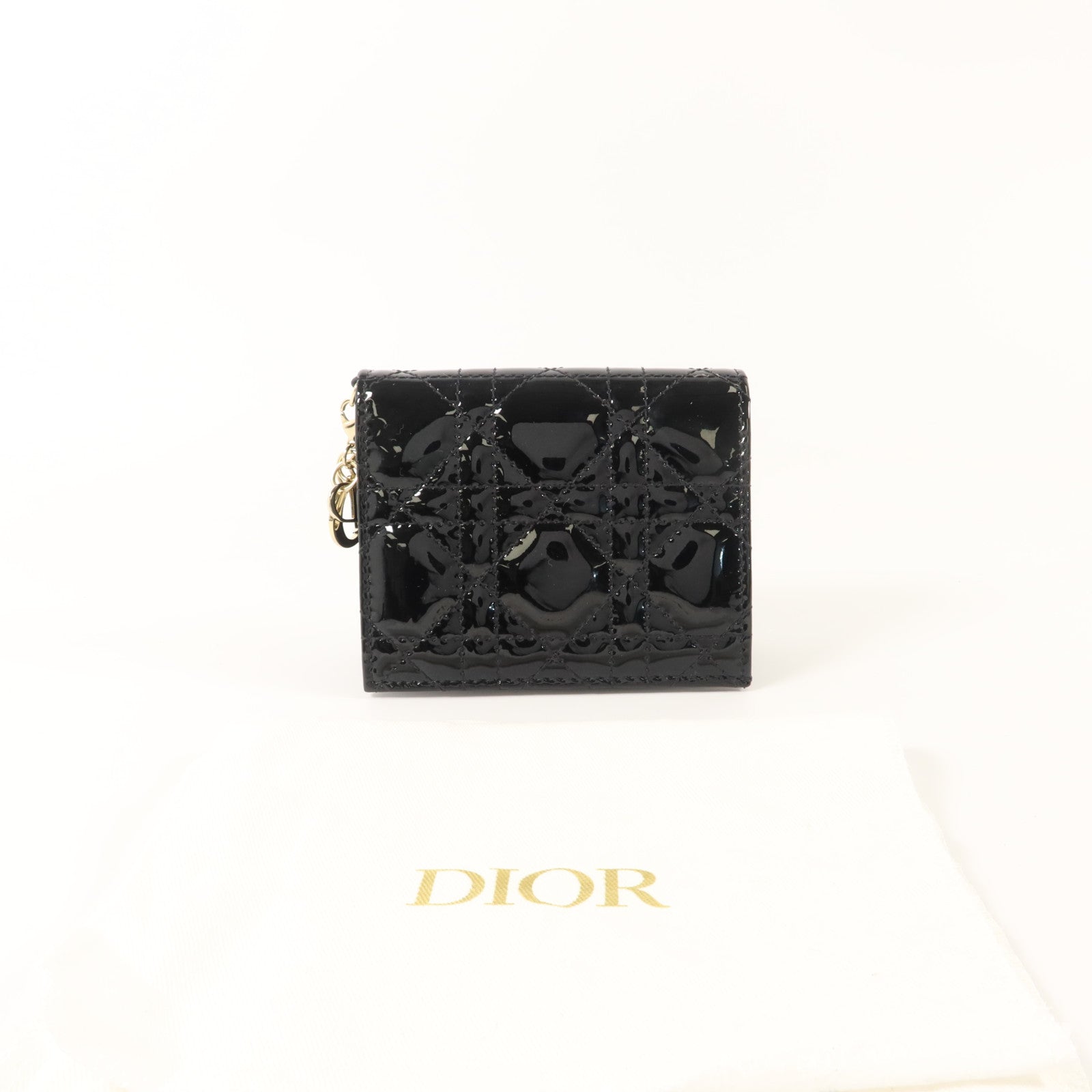 Dior 漆皮皮革Lady Dior Compact Wallet金扣錢包