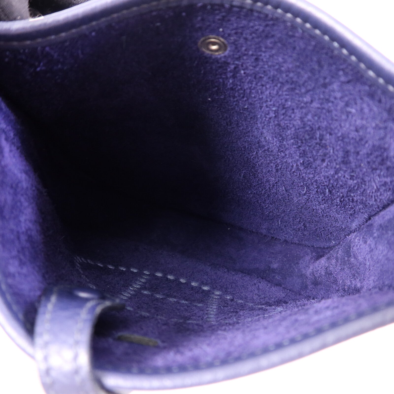HERMES Clemence皮革Evelyne TPM銀扣肩背袋Bleu Encre