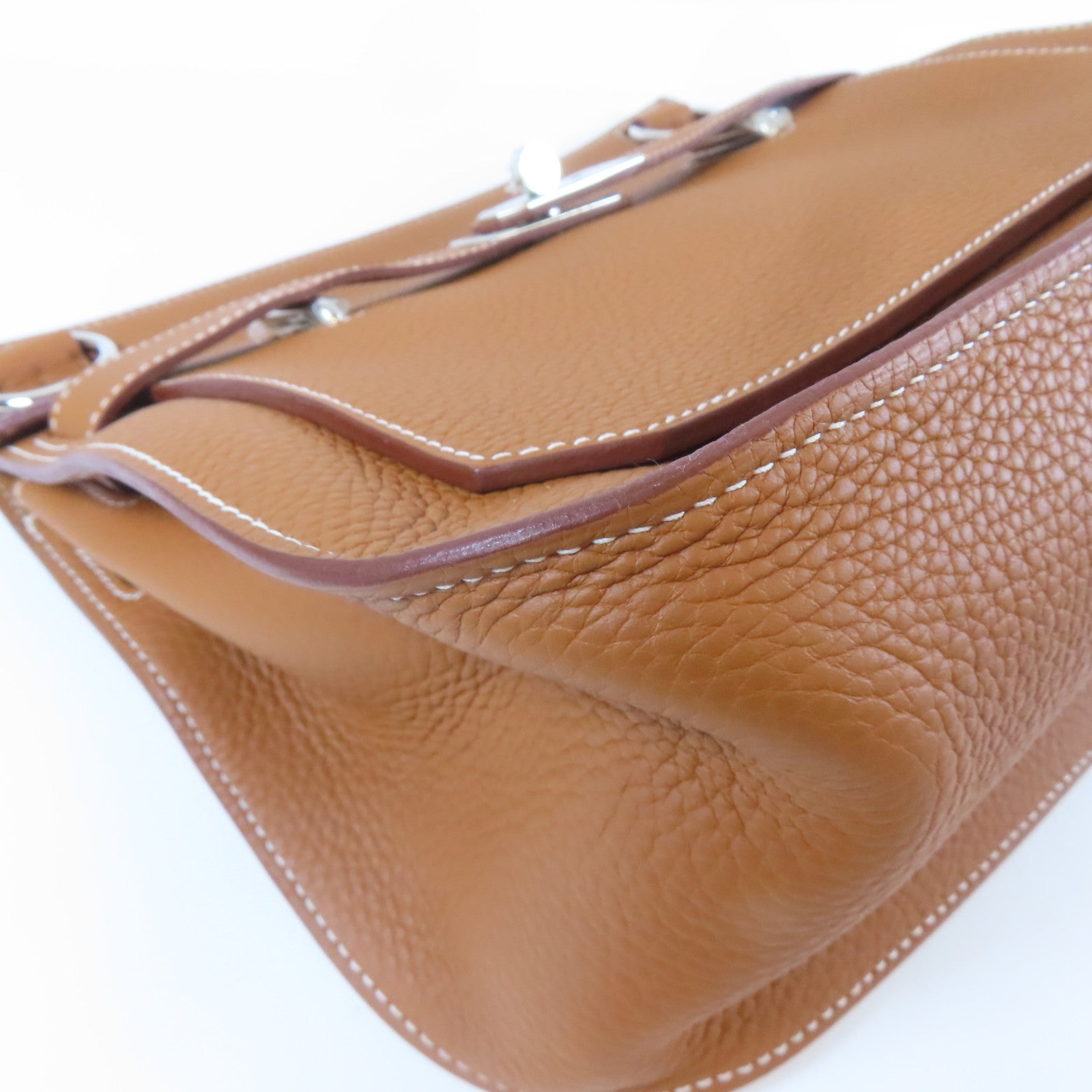 HERMES Clemence皮革Jypsiere 31銀扣肩背袋啡色