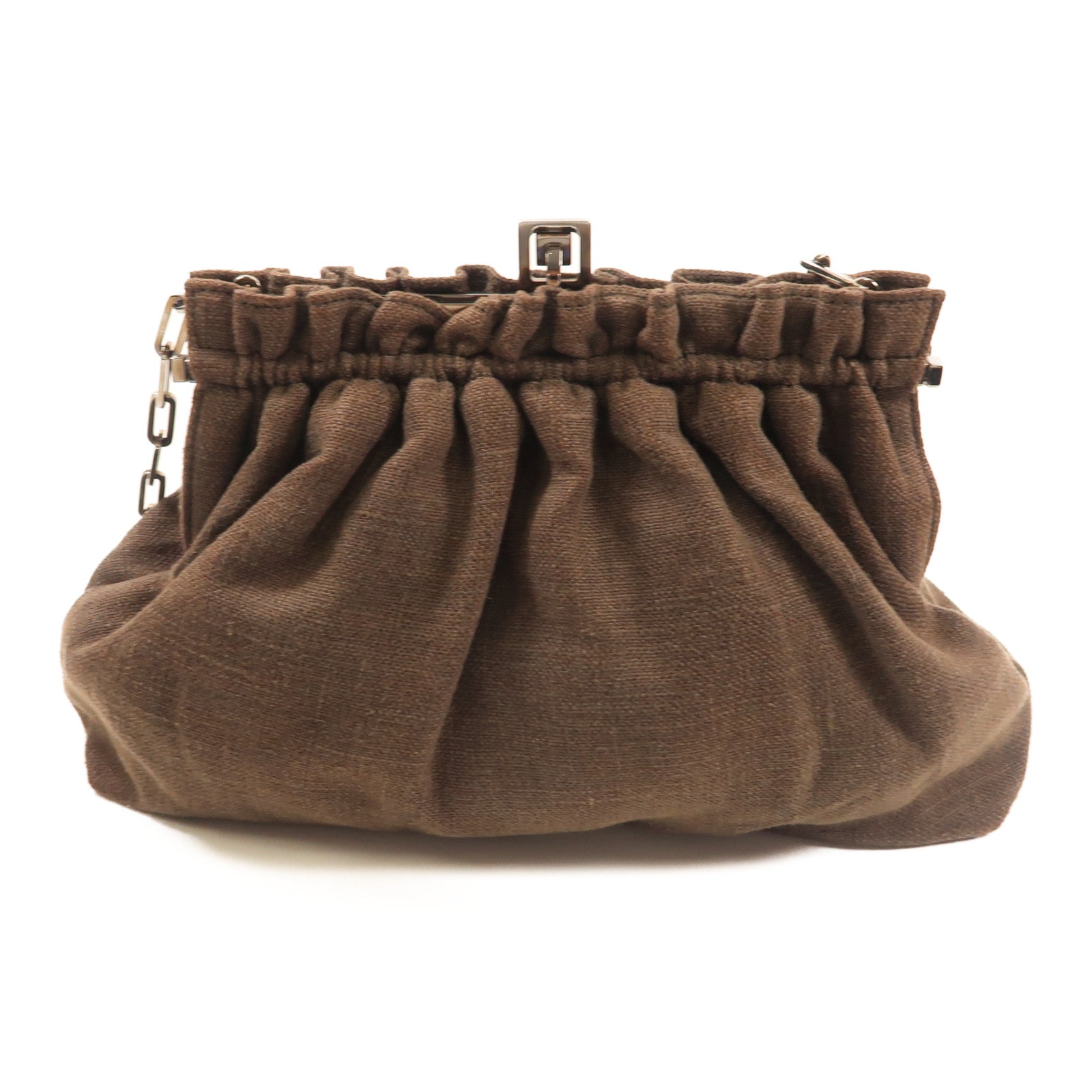 GUCCI 帆布Chain Shoulder銀扣鏈帶肩背袋