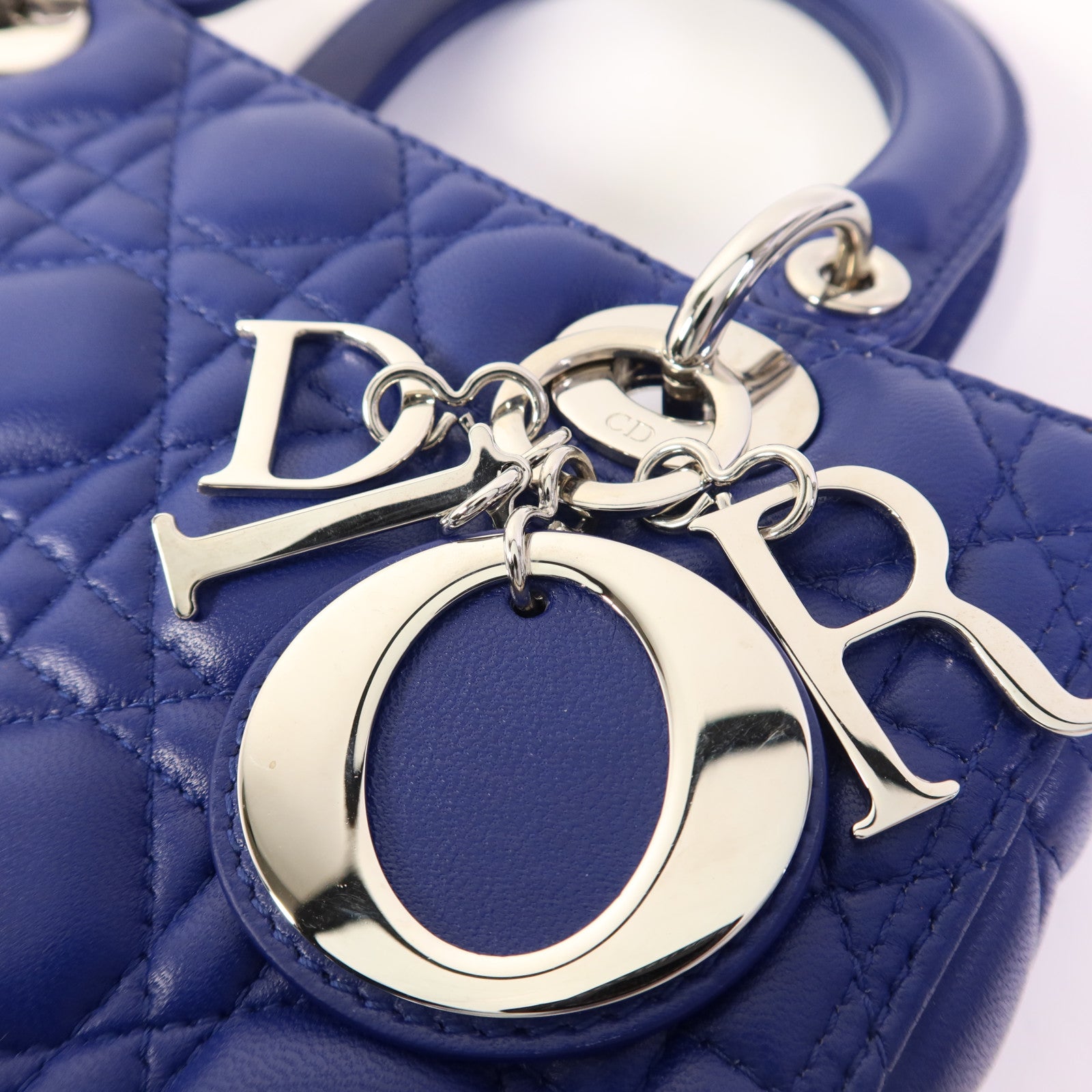 Dior 羊皮皮革Lady Dior銀扣手挽肩背兩用袋