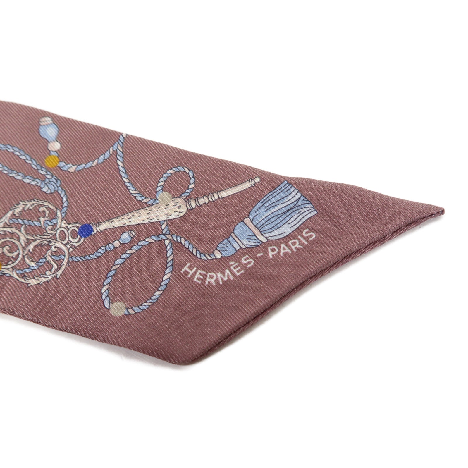 HERMES 絲質Twilly絲巾紫色