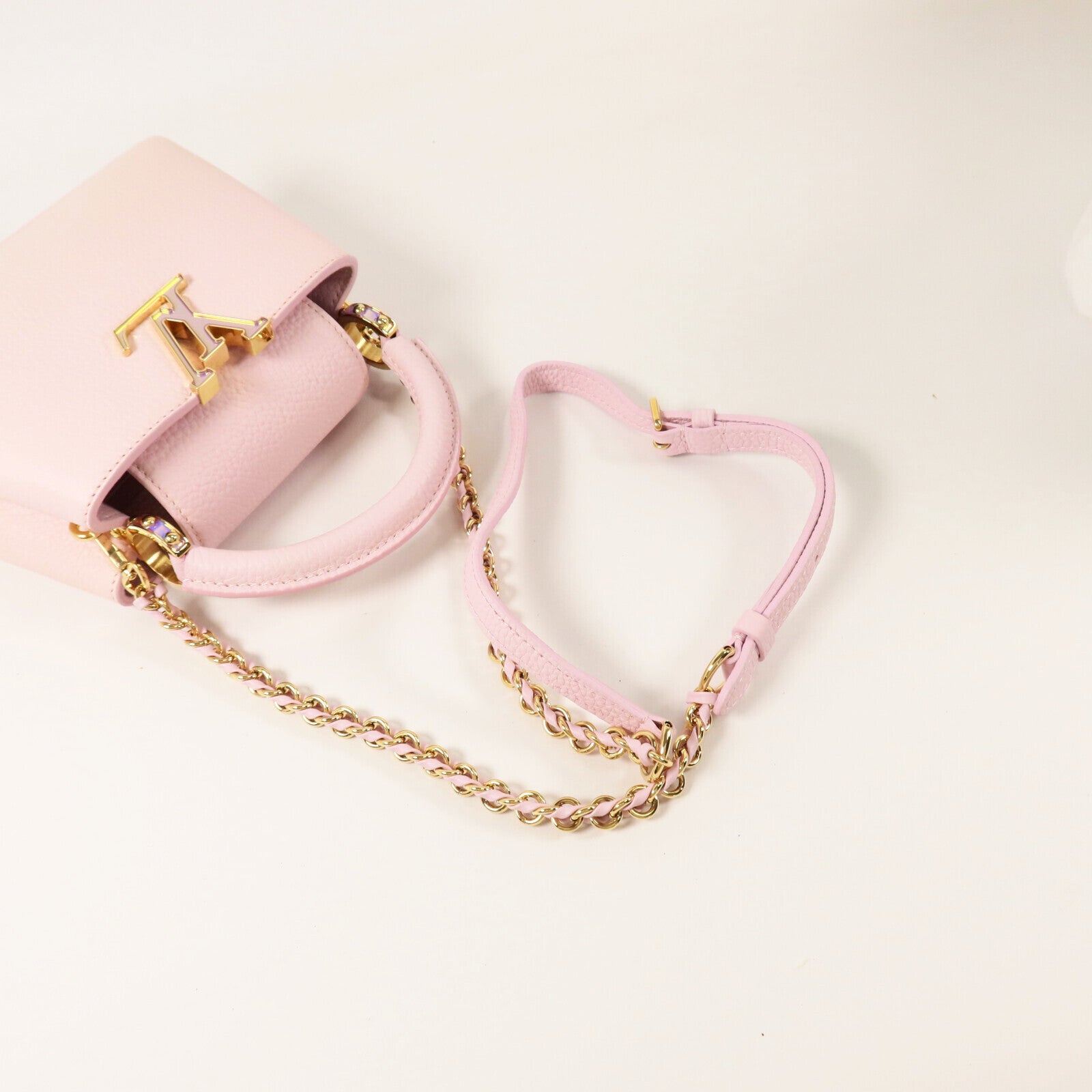 LOUIS VUITTON Taurillon Capucines Mini金扣手挽肩背兩用袋