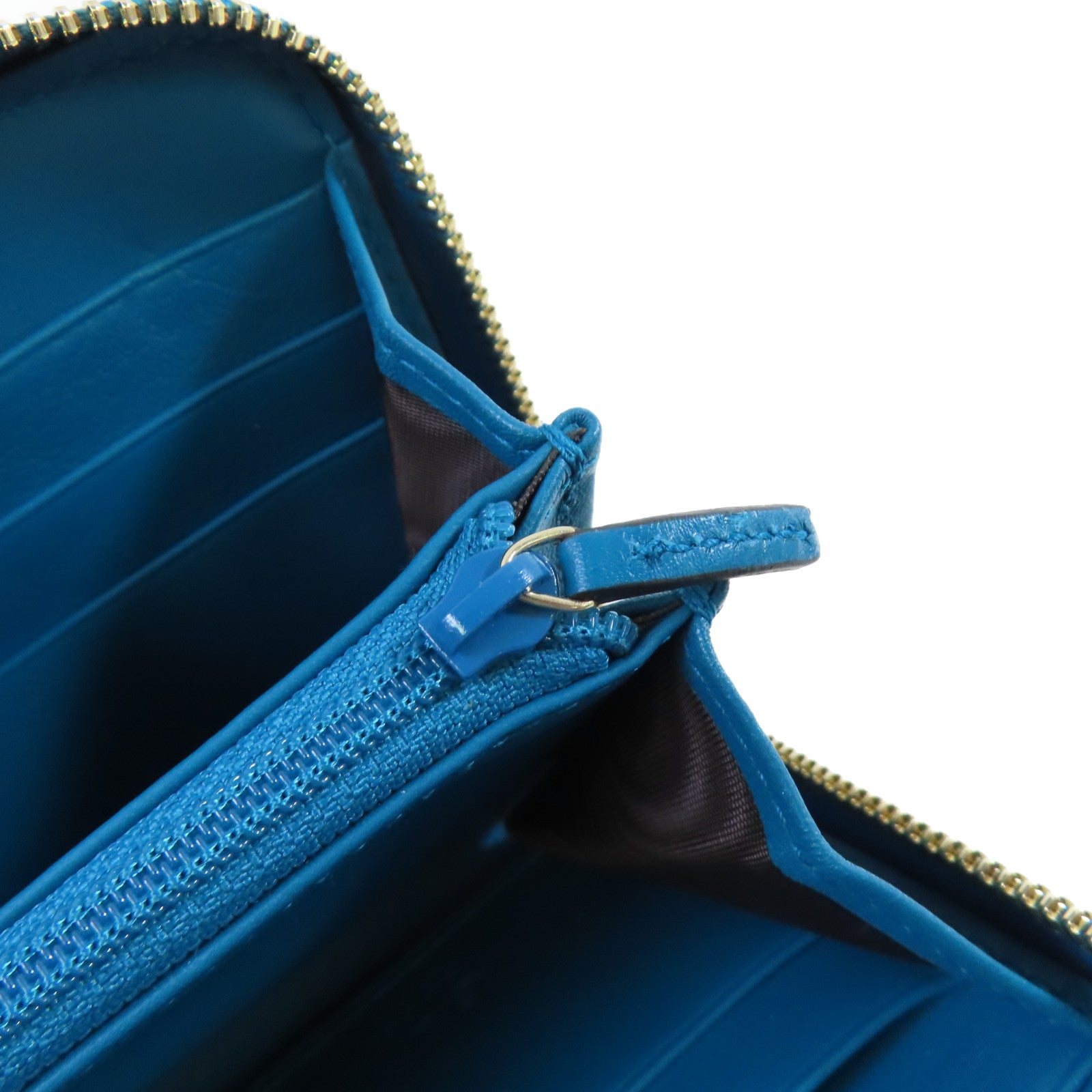 GUCCI 牛皮皮革Zipper Long Wallet金扣拉鏈長錢包湖綠色