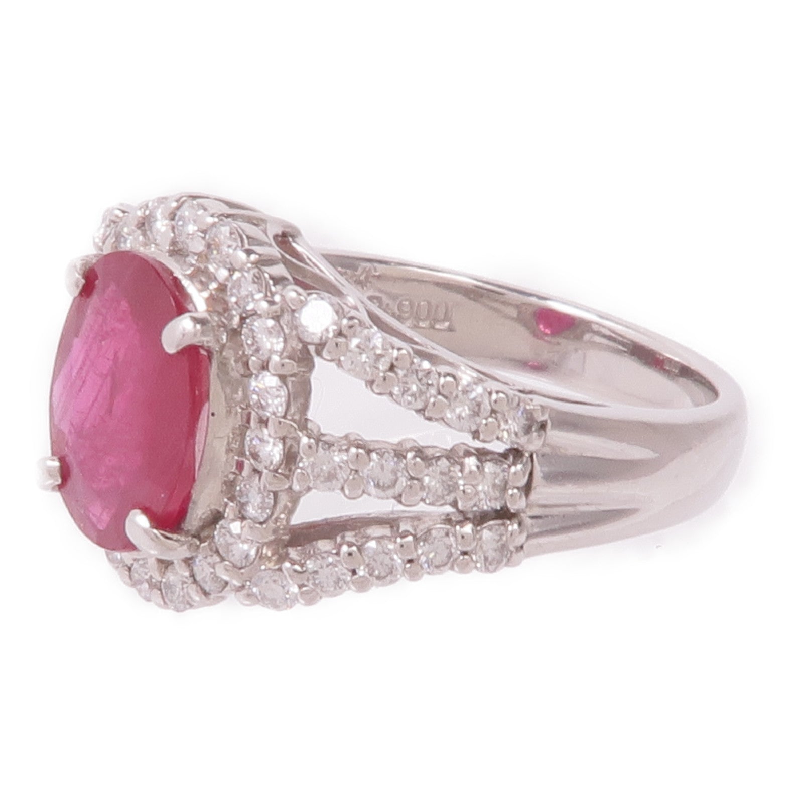 JEWELRY 【激減優惠】PT900鉑金Ruby Diamond Ring紅寶石/鑽石戒指US#6