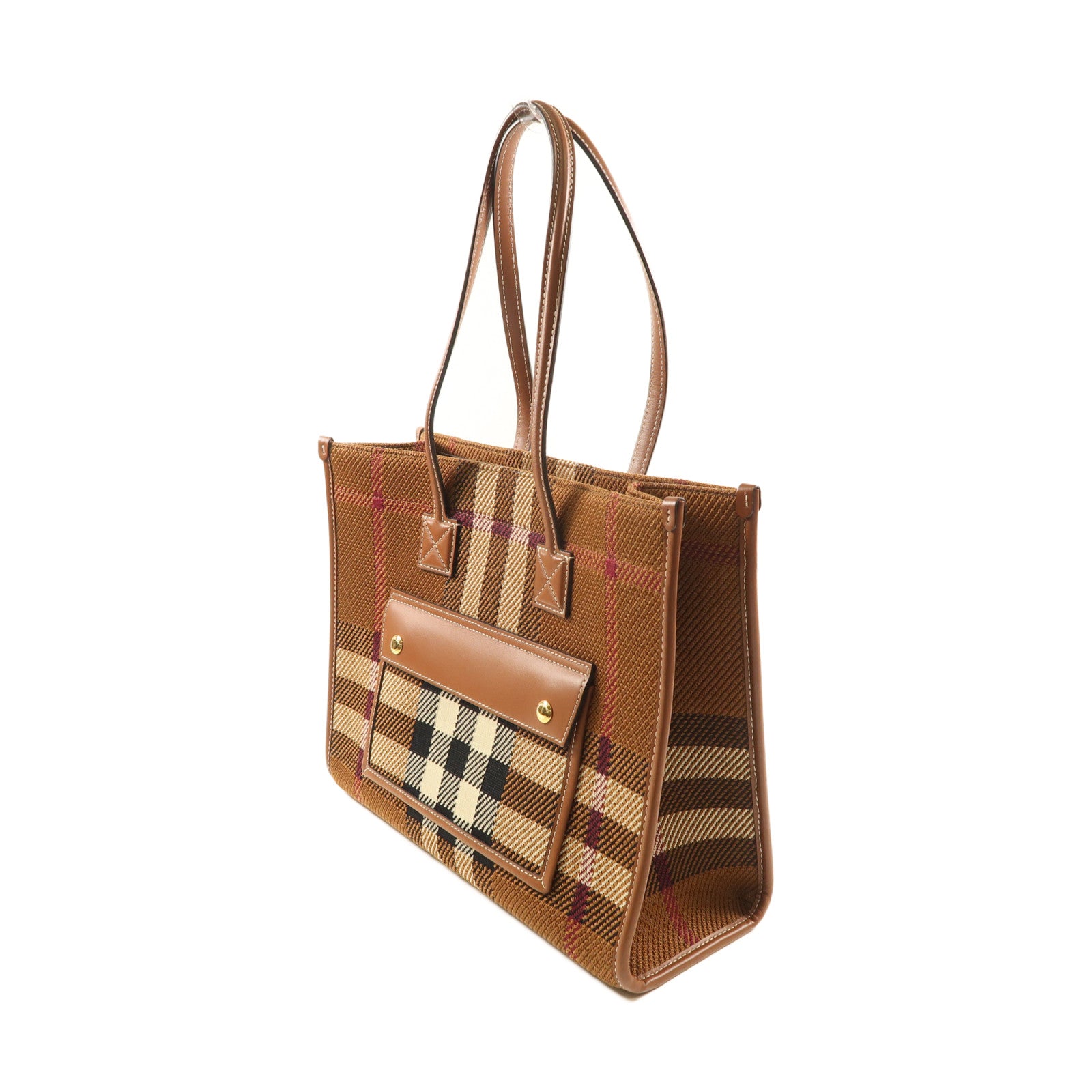 BURBERRY 帆布/皮革Shoulder Bag金扣肩背袋啡色