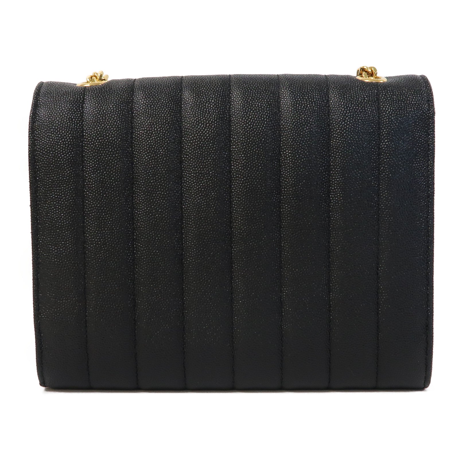 SAINT LAURENT 牛皮皮革Vicky金扣鏈帶肩背袋黑色