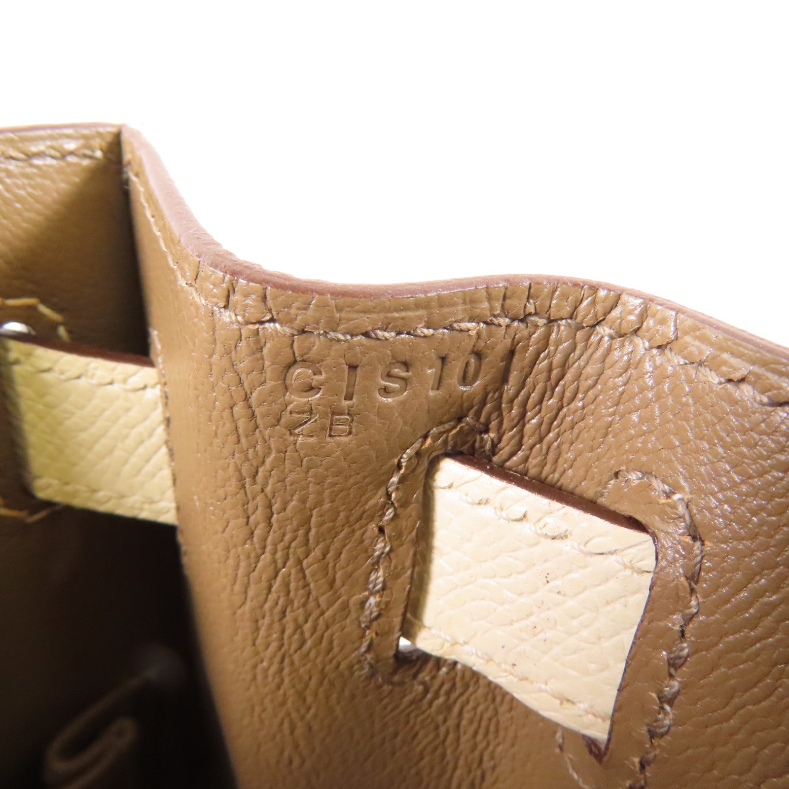 HERMES Epsom皮革Kelly 28金扣手挽肩背兩用袋18 Etoupe/Cream